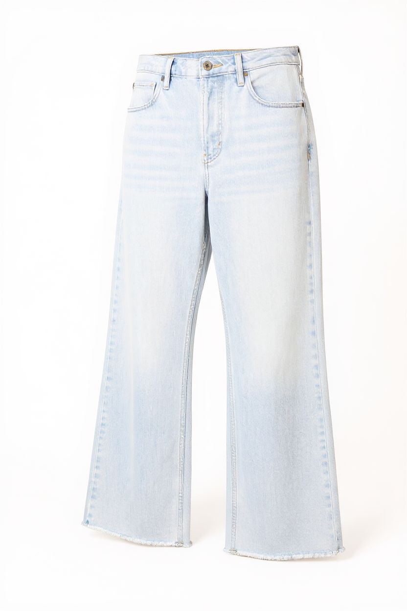 We the Free White Washed Button Fly Denim Wide Leg Raw Hem Jeans Size 28