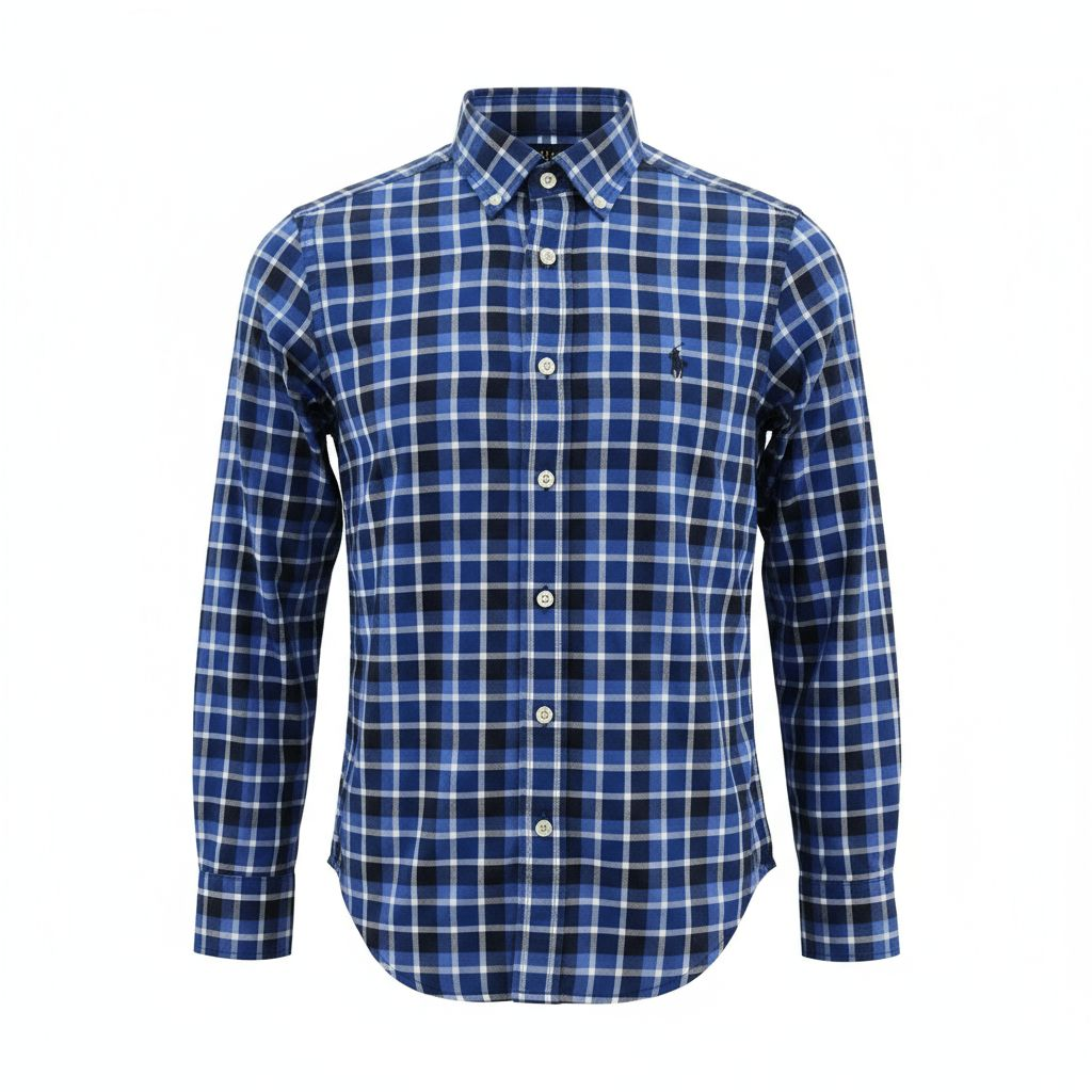Ralph Lauren Blue Plaid Longsleeve Button Down Size S (8)