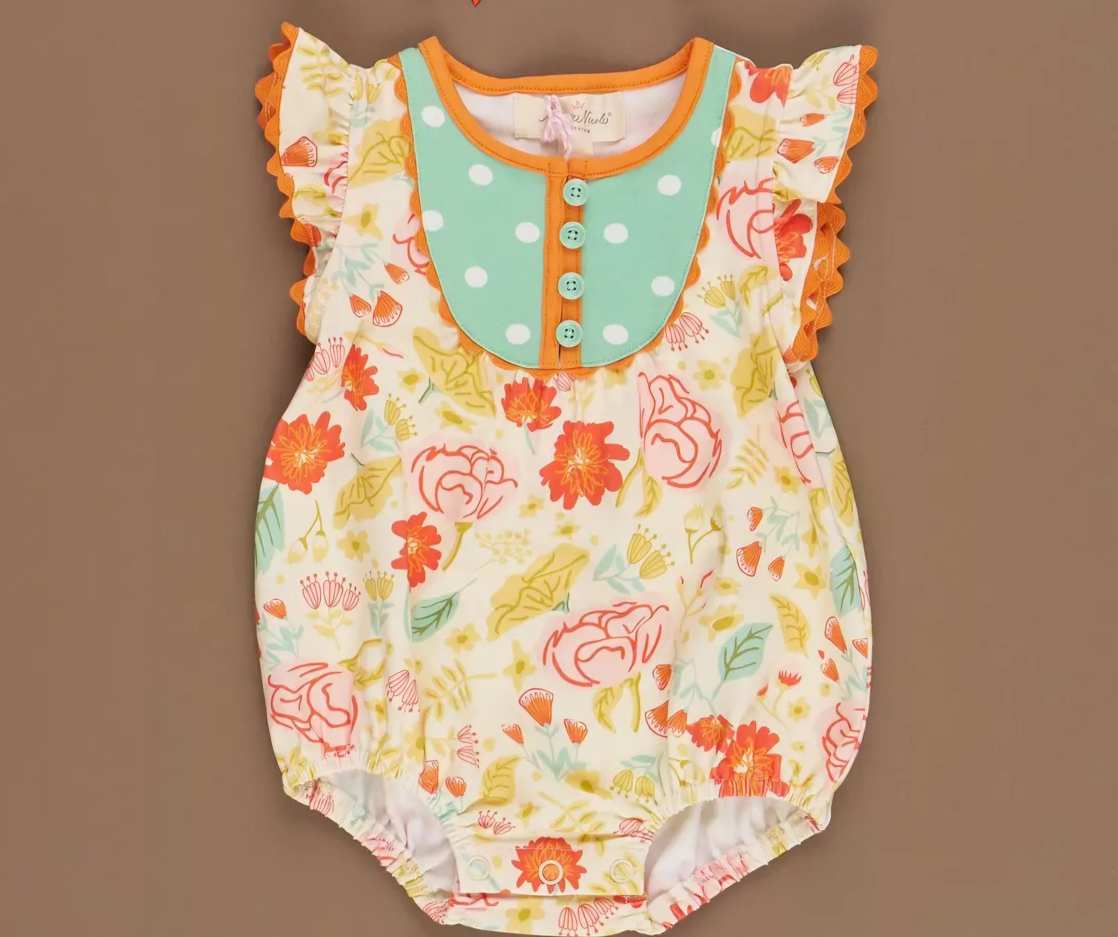 Marie Nicole Lottie Dots Ruffle Bubble Sz 6-9M