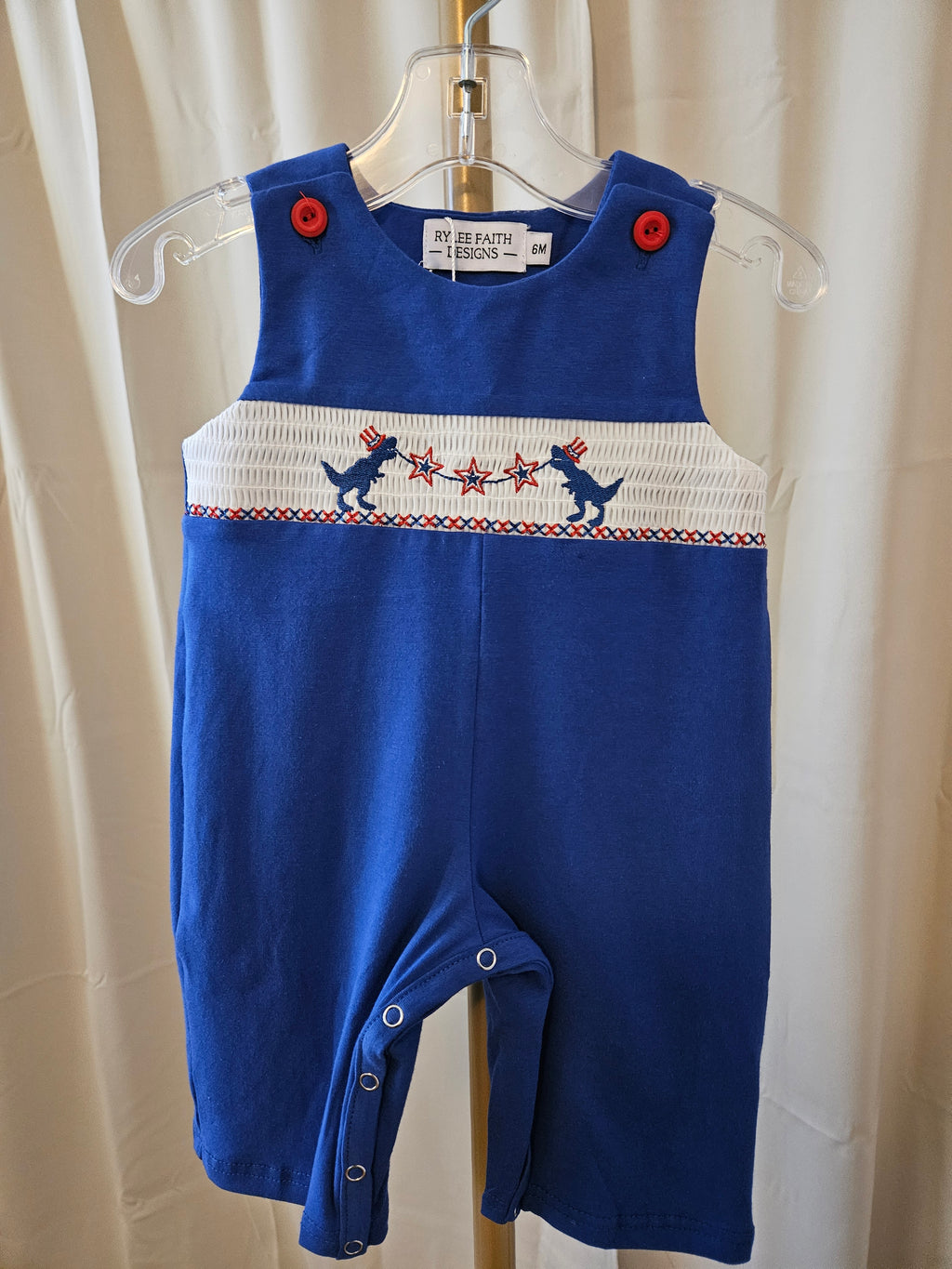 Rylee Faith Designs Dinosaur 4th of July Jon Jon | Boutique Boys Outfit