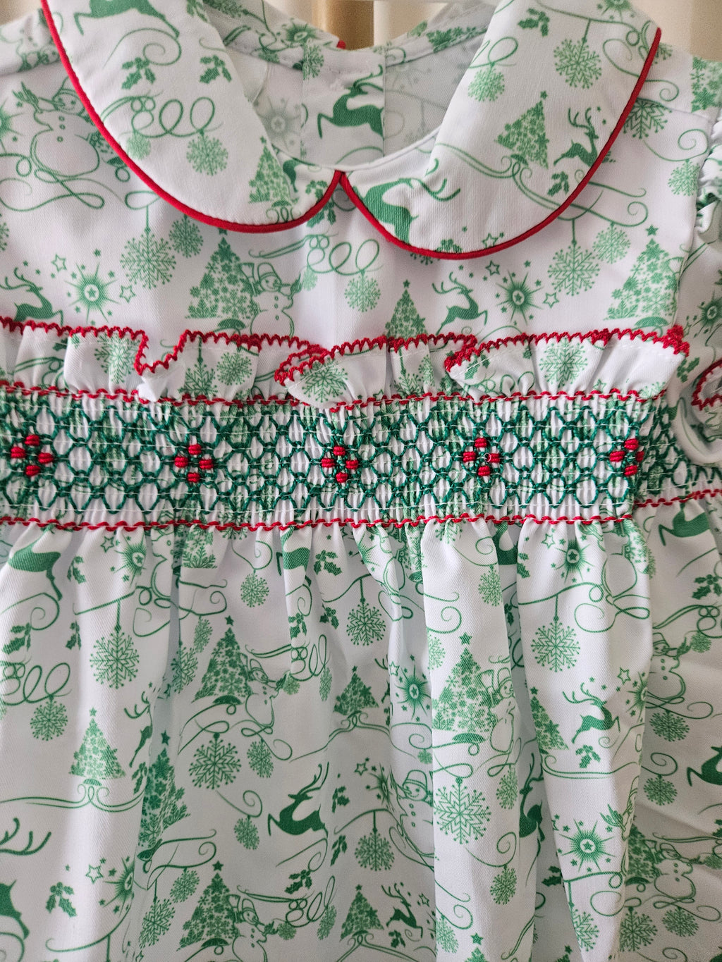 Baby Blessings Smocked Christmas Holly Dress 🎄