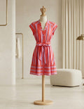 Sugarlips Pink & Purple Striped Tie Waist Dress Size Small