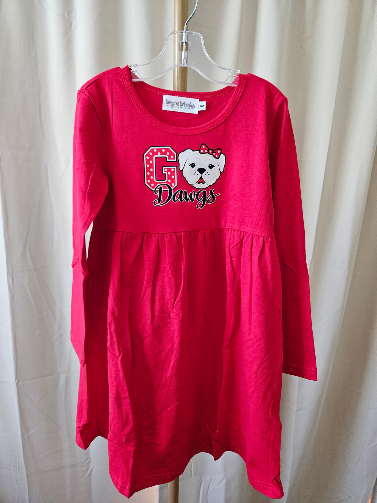Red Long Sleeve Go Dogs Dress Bayou Blanks