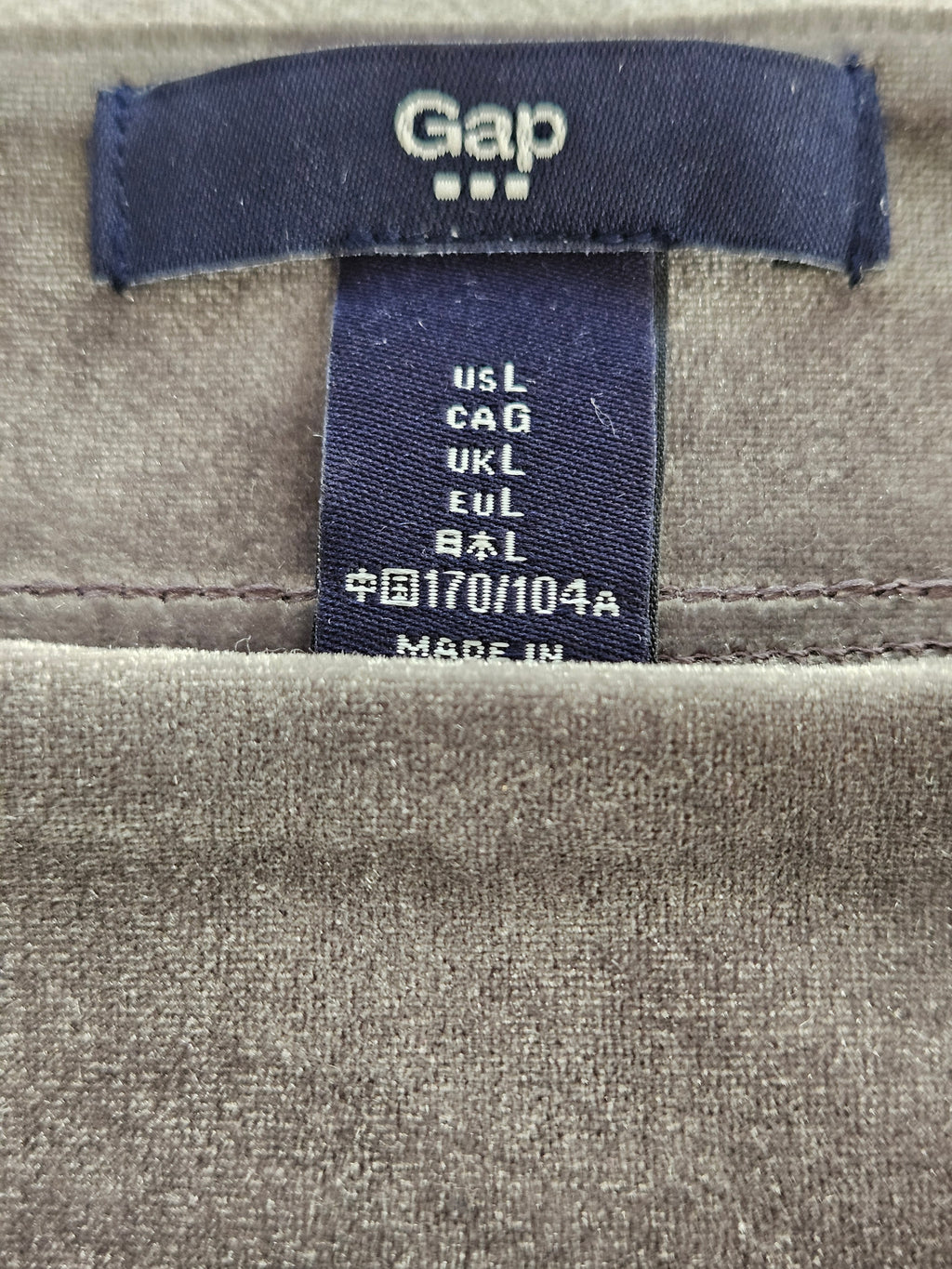 GAP Charcoal Gray Velvet Batwing Women's Blouse Sz Lg