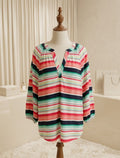 Crown & Ivy XL Bright Striped Blue, Green & White Blouse
