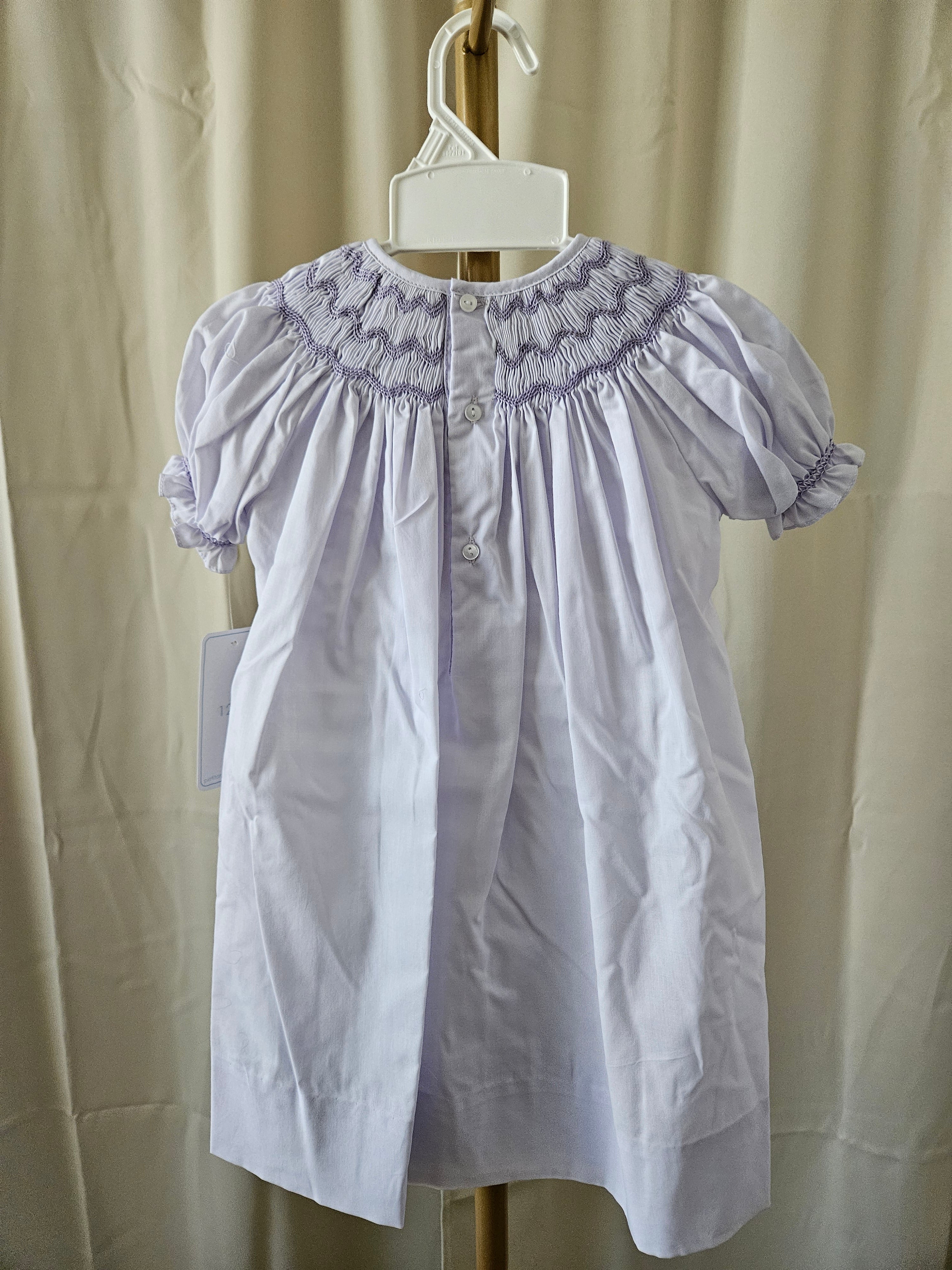 Petit Ami Heirloom Lavender Smocked Bishop Dress