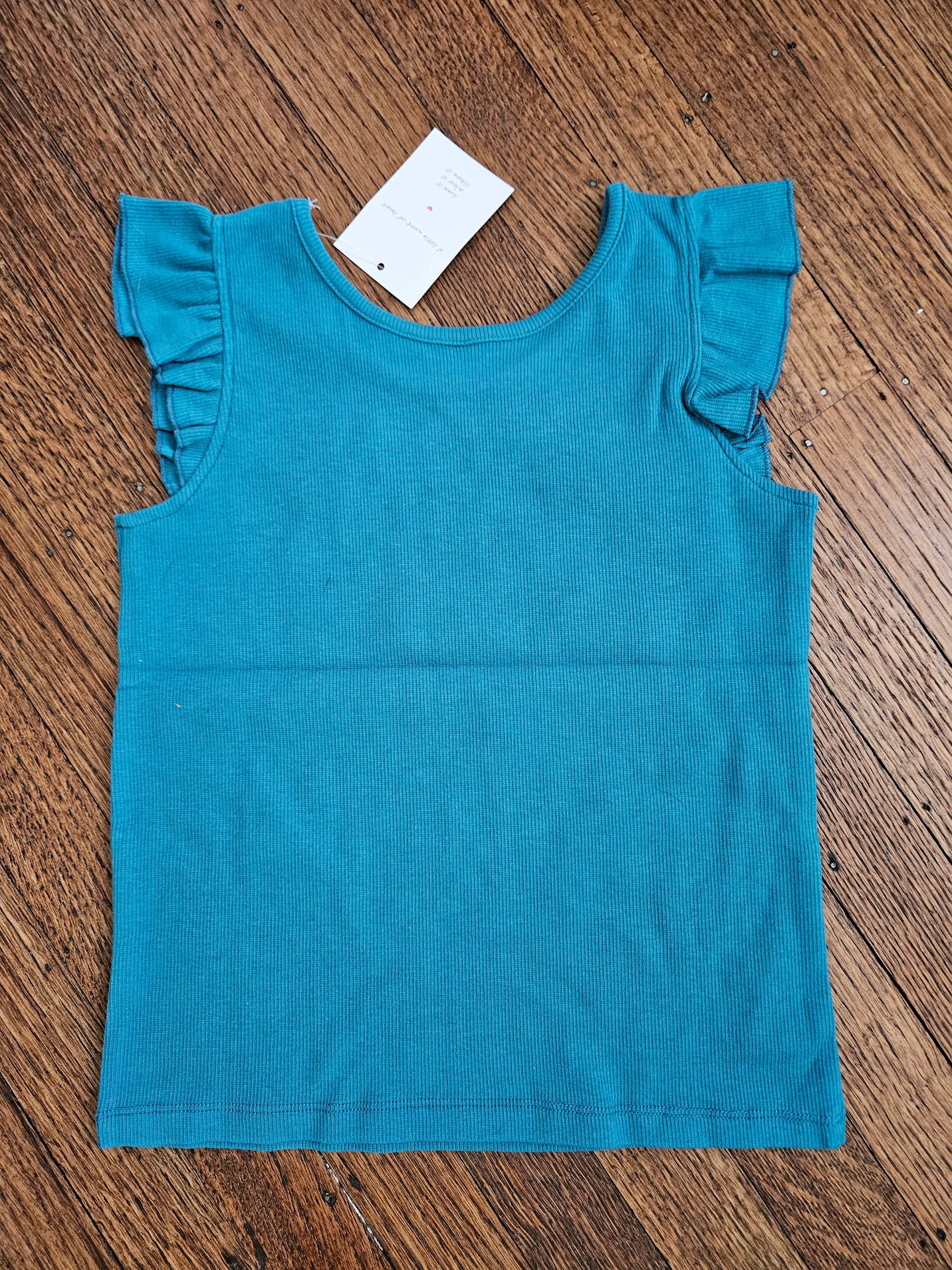 Millie Loves Lily Teal Ribbed Ruffle Cap Sleeve Top & Bright Floral Shorts Set
