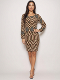 Coveted Clothing Multicolor Chevron Long Sleeve Dress Sz Small