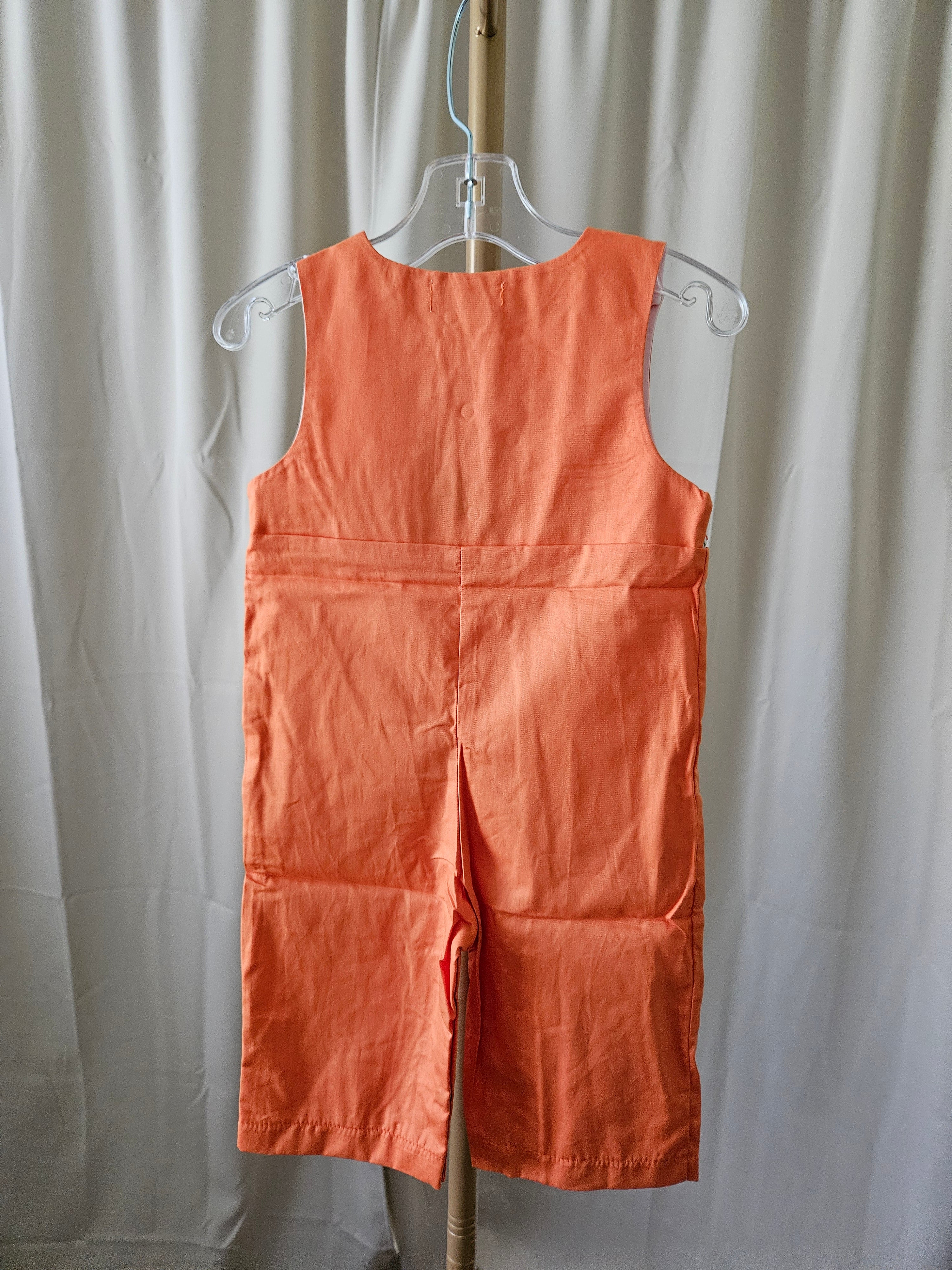 Rylee Faith Designs Orange Pumpkin Smocked Jon Jon | Sizes 3M, 6M, 12M, 18M