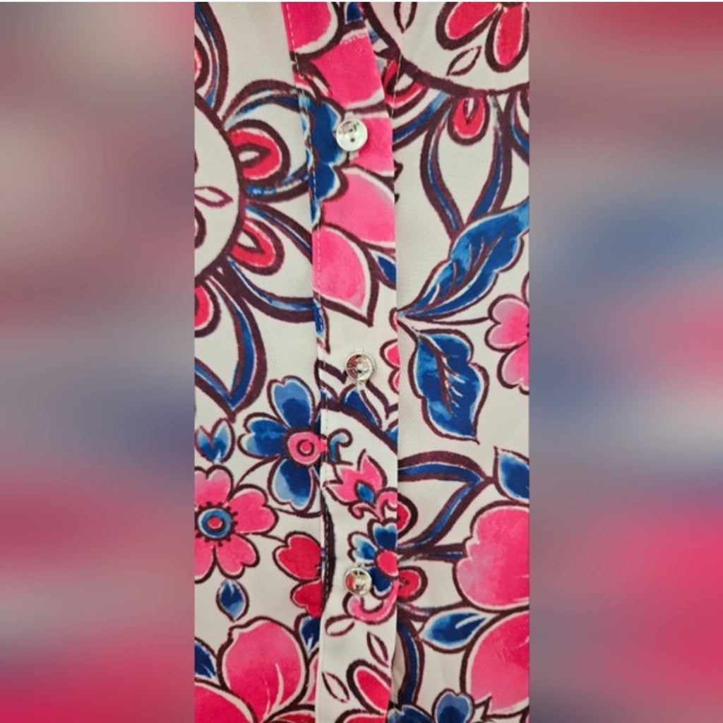 Zara Paisley & Floral Long Sleeve Silky Button Up Size XS