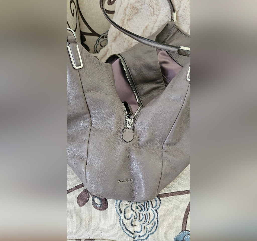 Coach Leather 3 Section Shoulder  Handbag