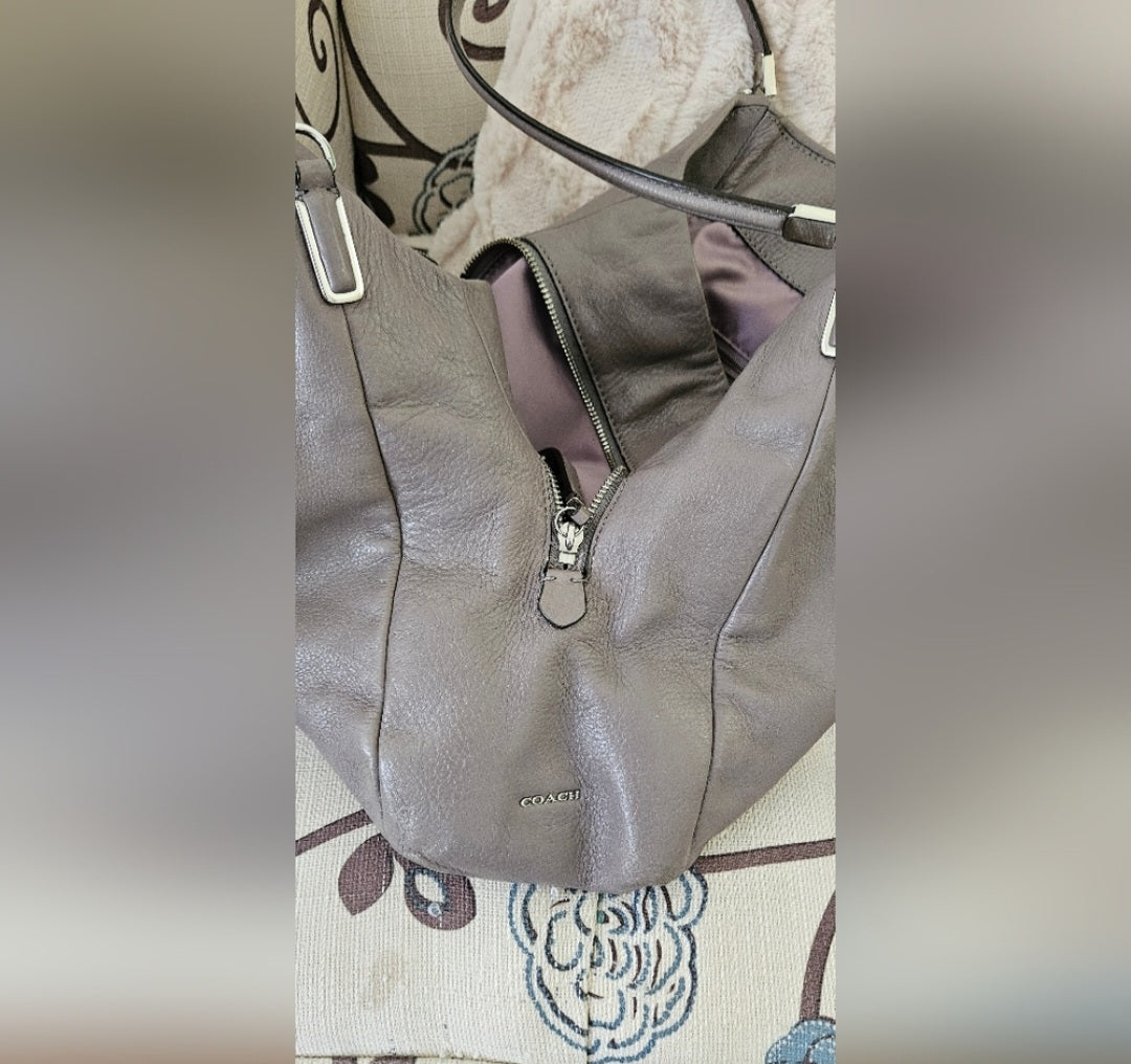 Coach Leather 3 Section Shoulder  Handbag