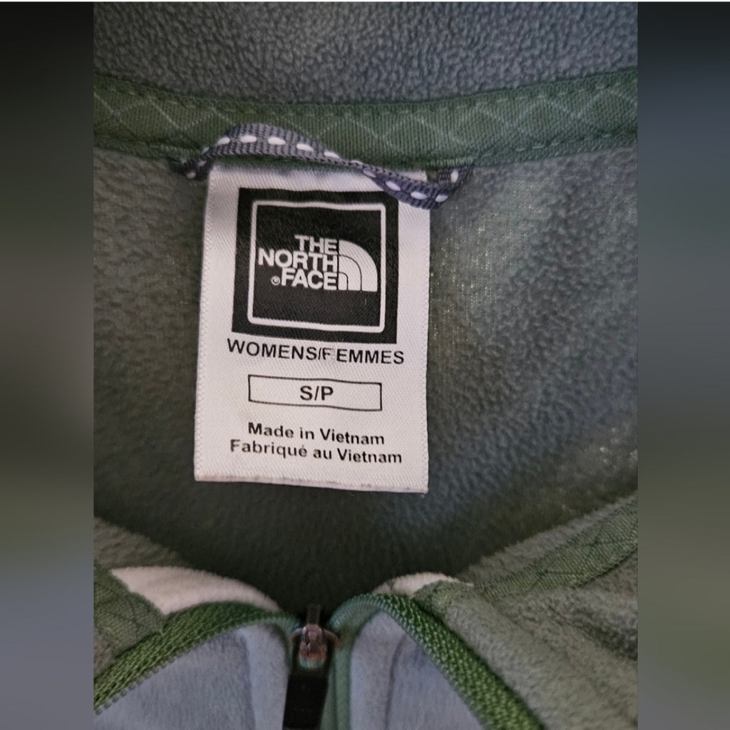 The North Face Green & White Quarter Zip Pullover Fleece Size Small