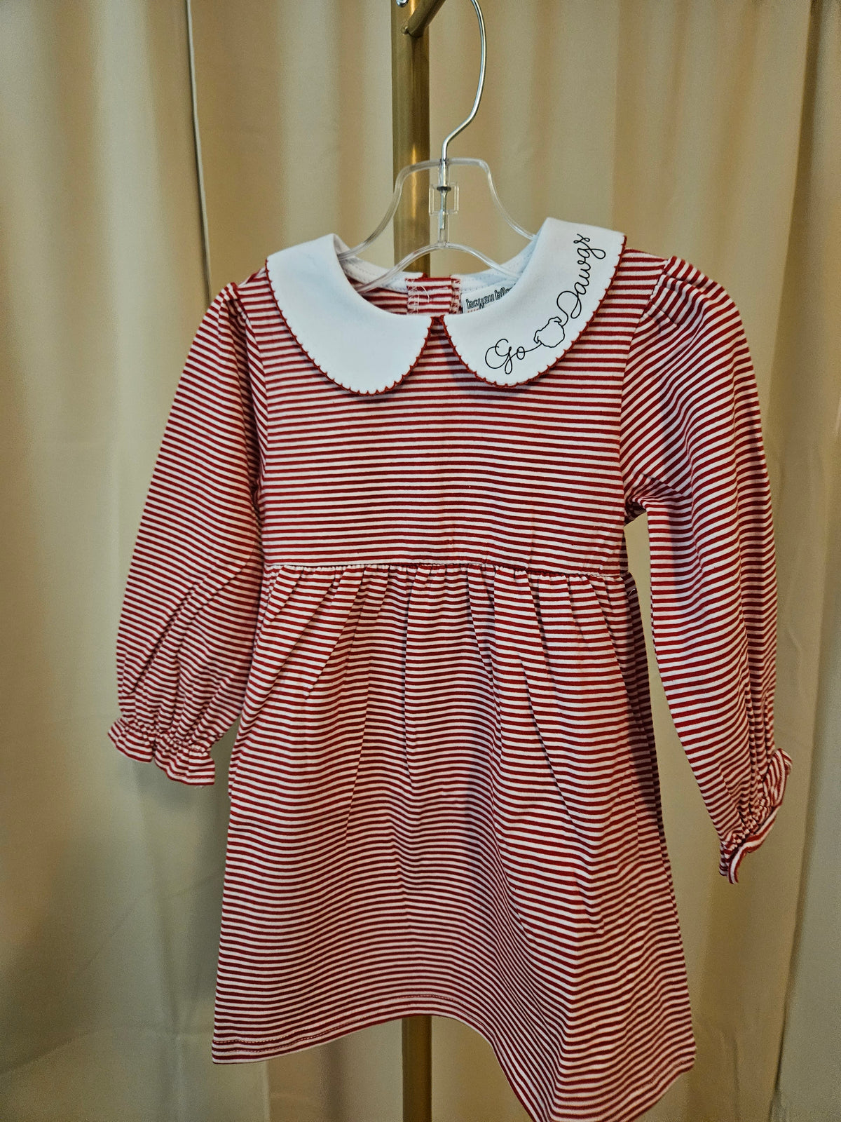Bayou Blanks Red & White Striped Go Dawgs Dress | 12M, 2T, 4