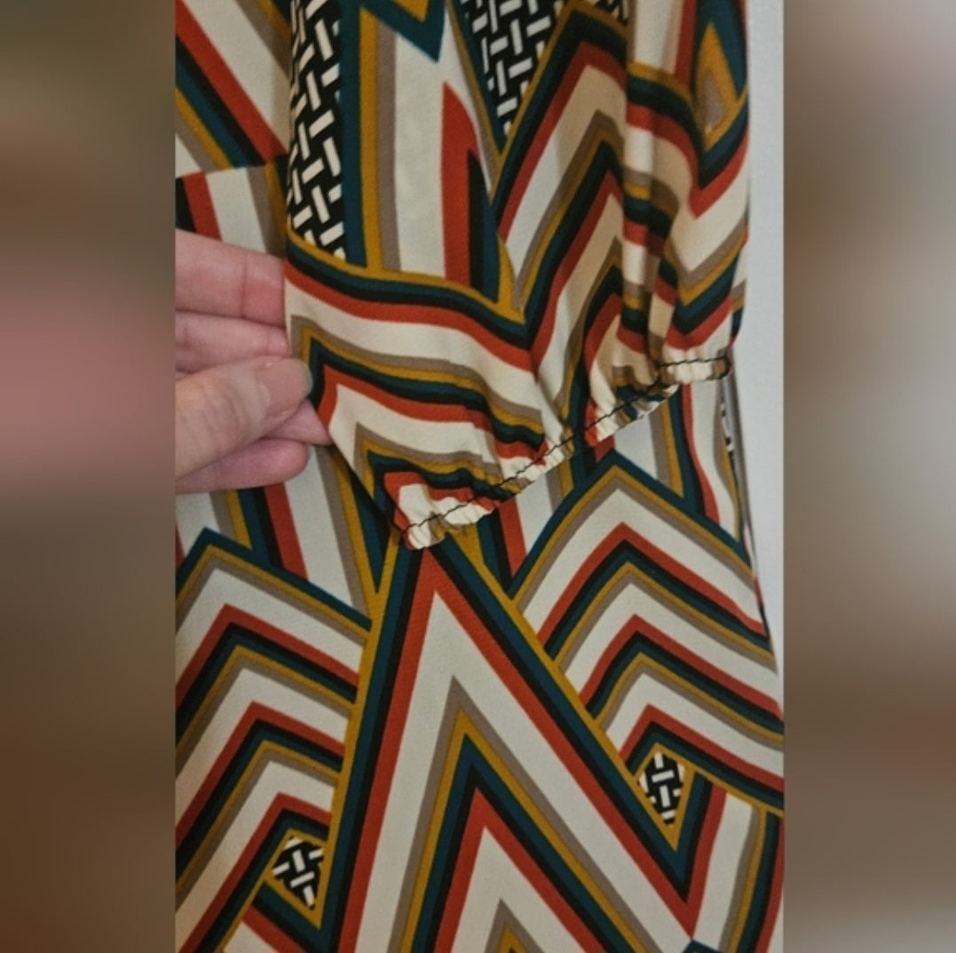 Coveted Clothing Multicolor Chevron Long Sleeve Dress Sz Small