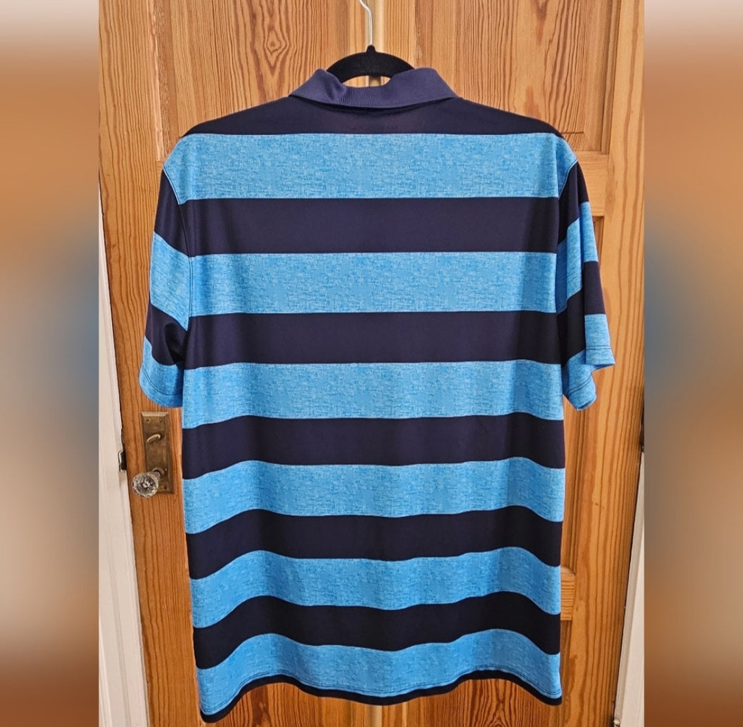 Nike Golk Navy & Blue Striped Polo Size Med