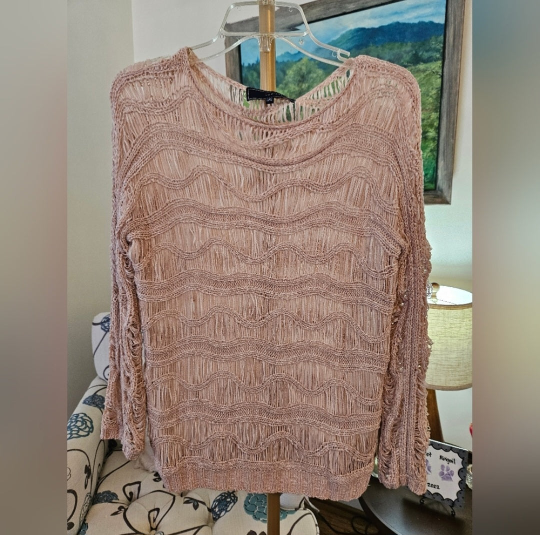 NWT Lumiere Blush Knit Ribbon Sweater Sz Sm