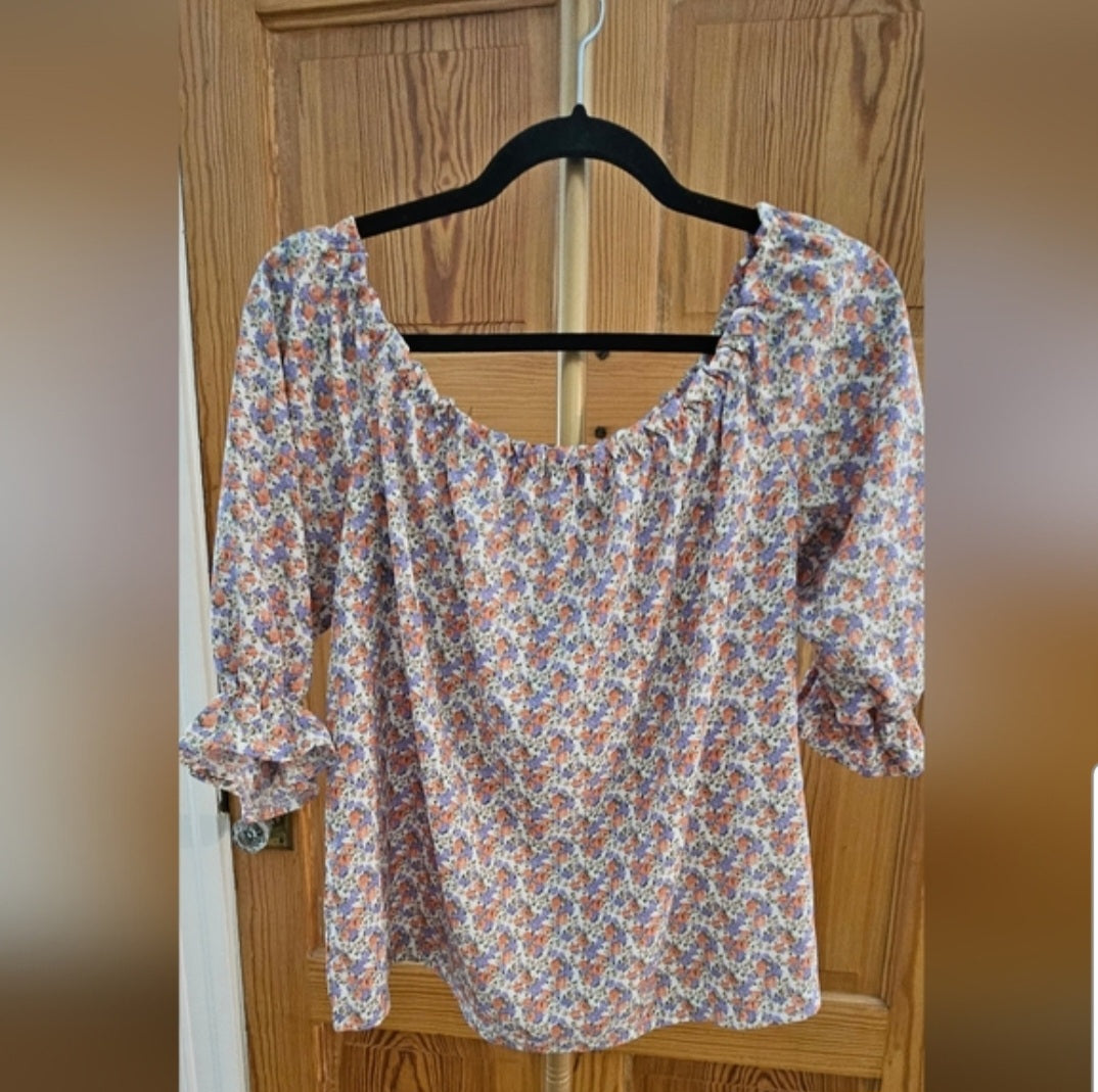 NWT BooHoo Floral off the shoulder Bardot Top Size XL (UK 20)