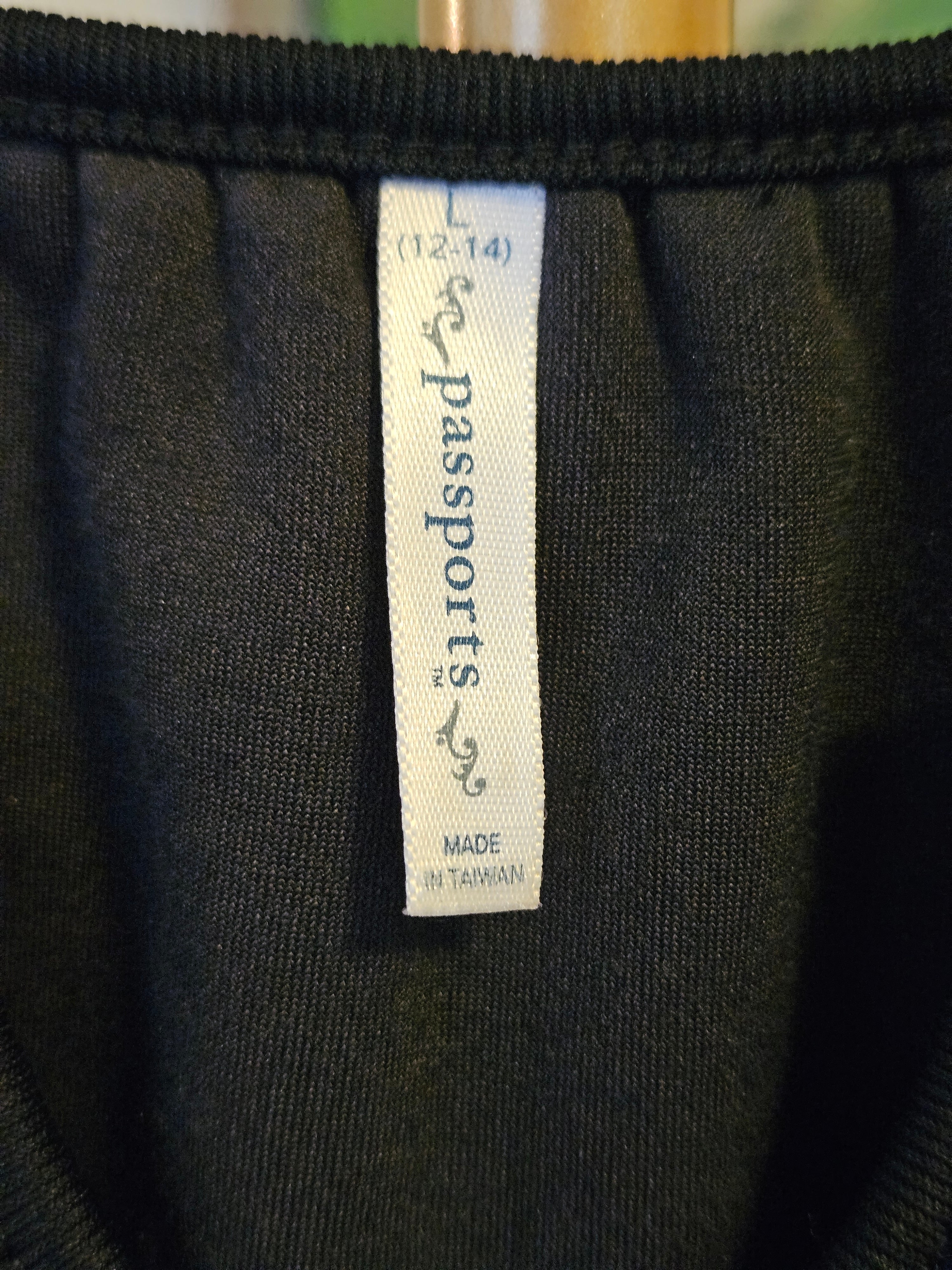 Passport Charcoal Long Sleeve Velour Women's Top Sz Lg