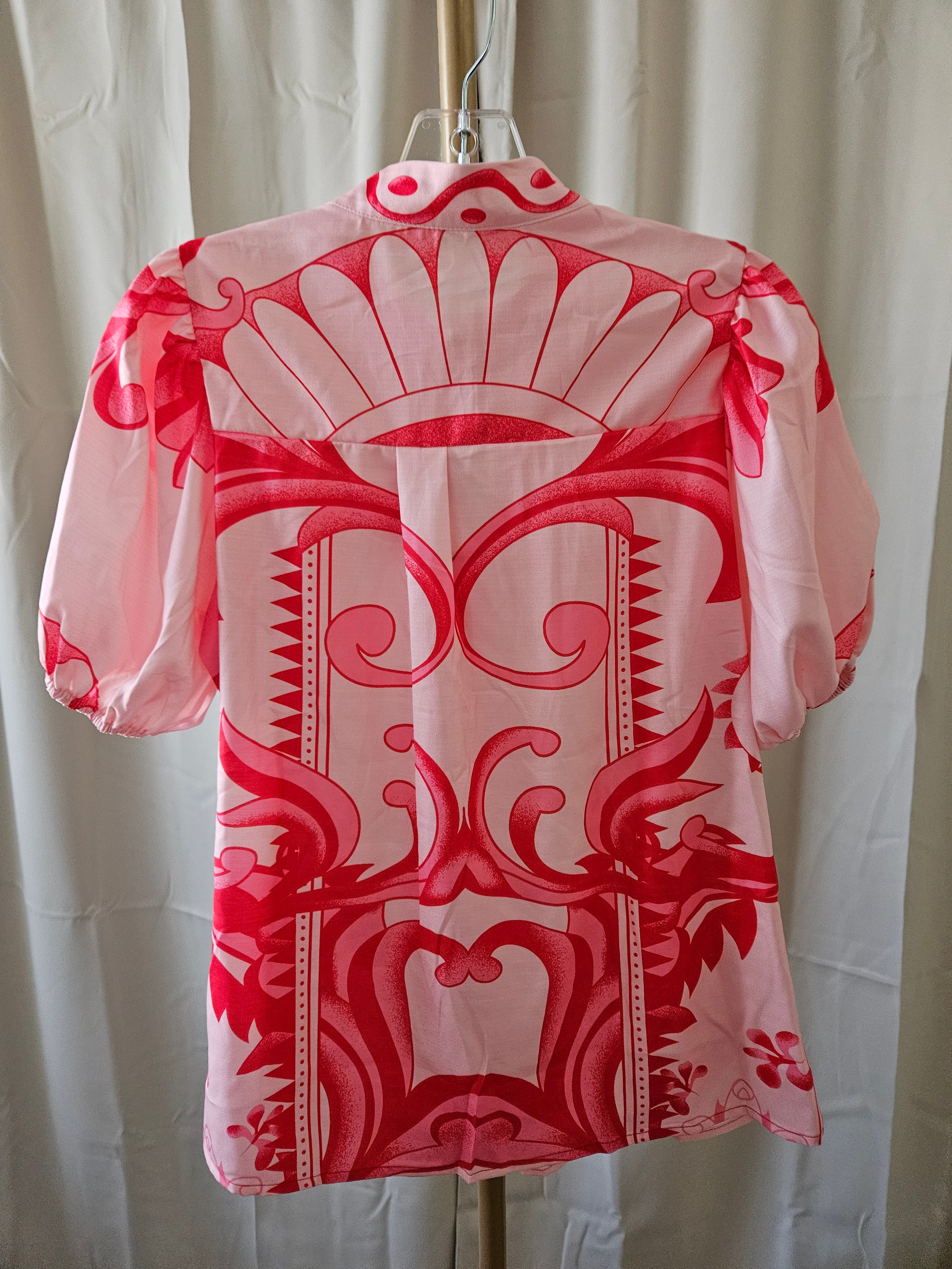 Rosa Clothing 2pc Boho Floral Puff Sleeved Button Top Skirt Set