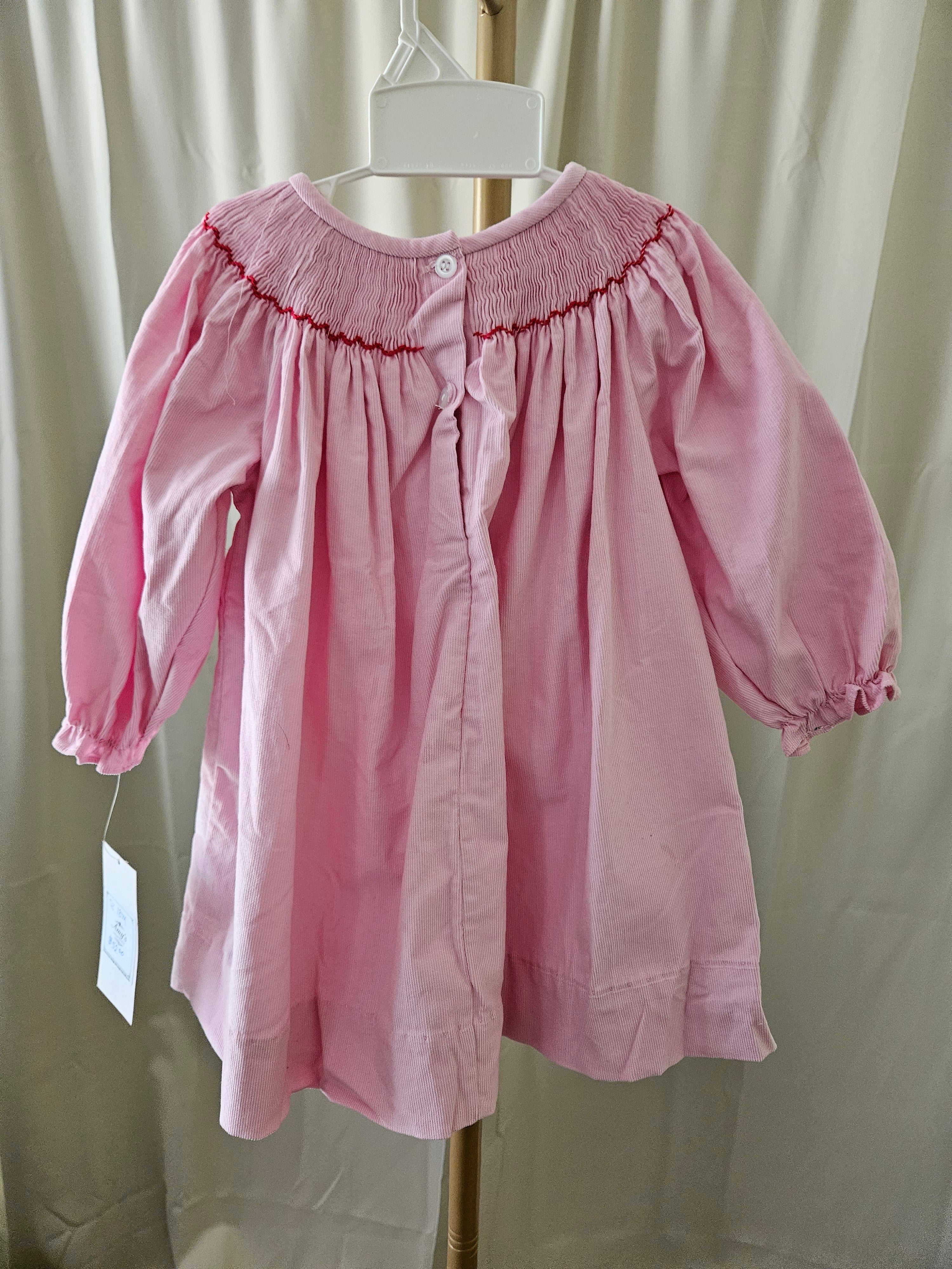 Baby Blessings Delicate Christmas Smocked Corduroy Dress