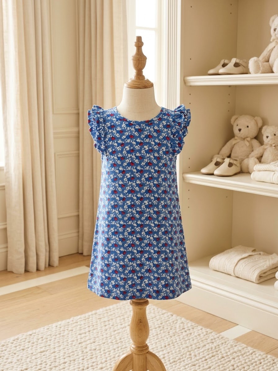 The Beaufort Bonnet Company 3T Potomac Petals Blue Floral Dress