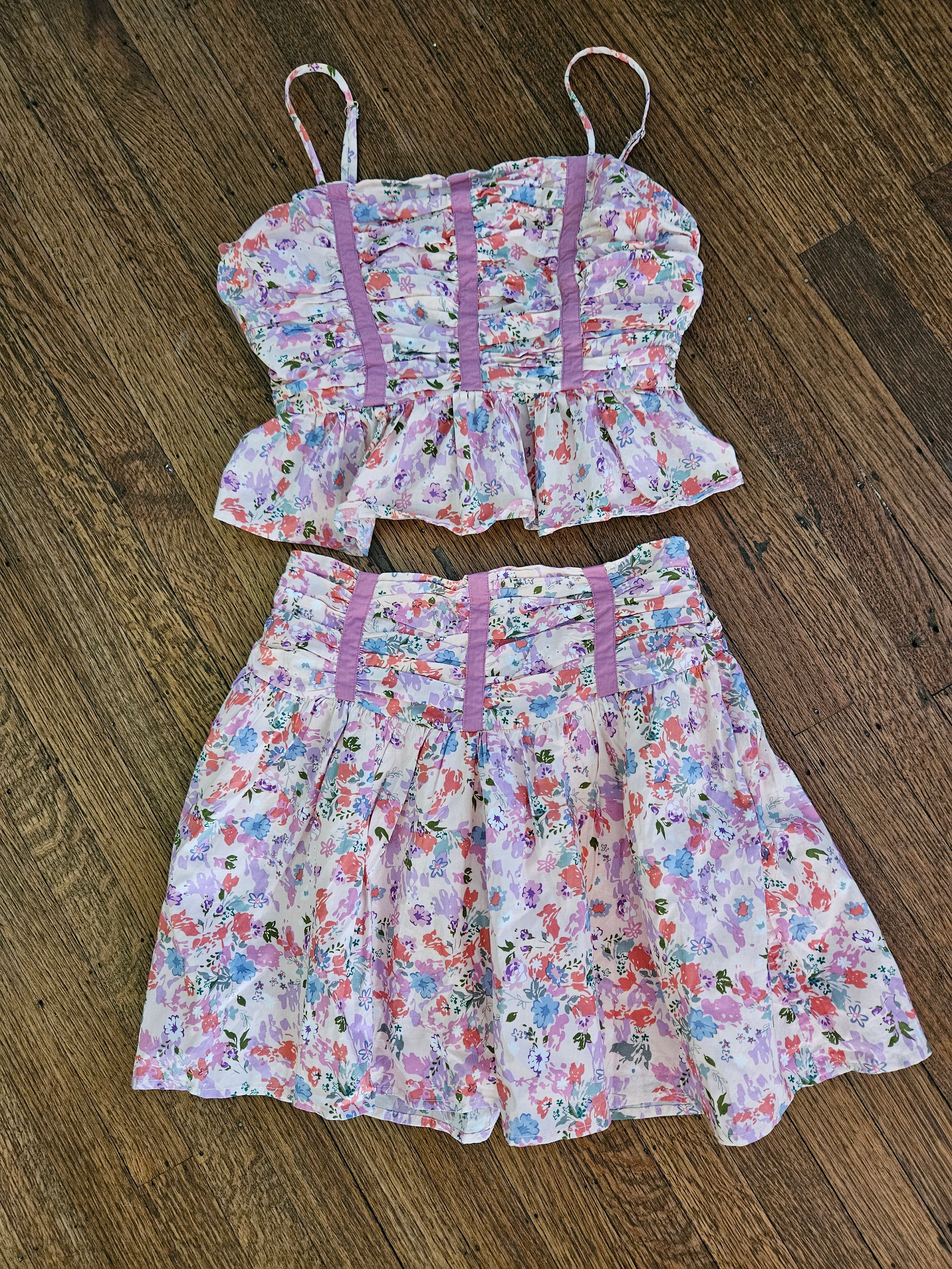 AUREUM Floral Mini Dress - Pink And Purple 2pc Sz Sm