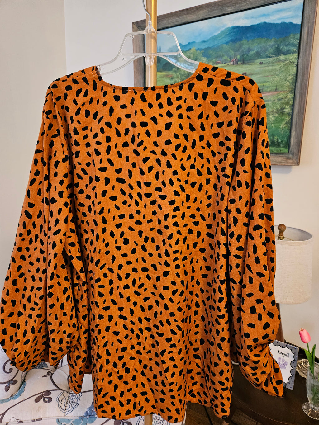 Entro Brown Leopard Print Top Sz 1X