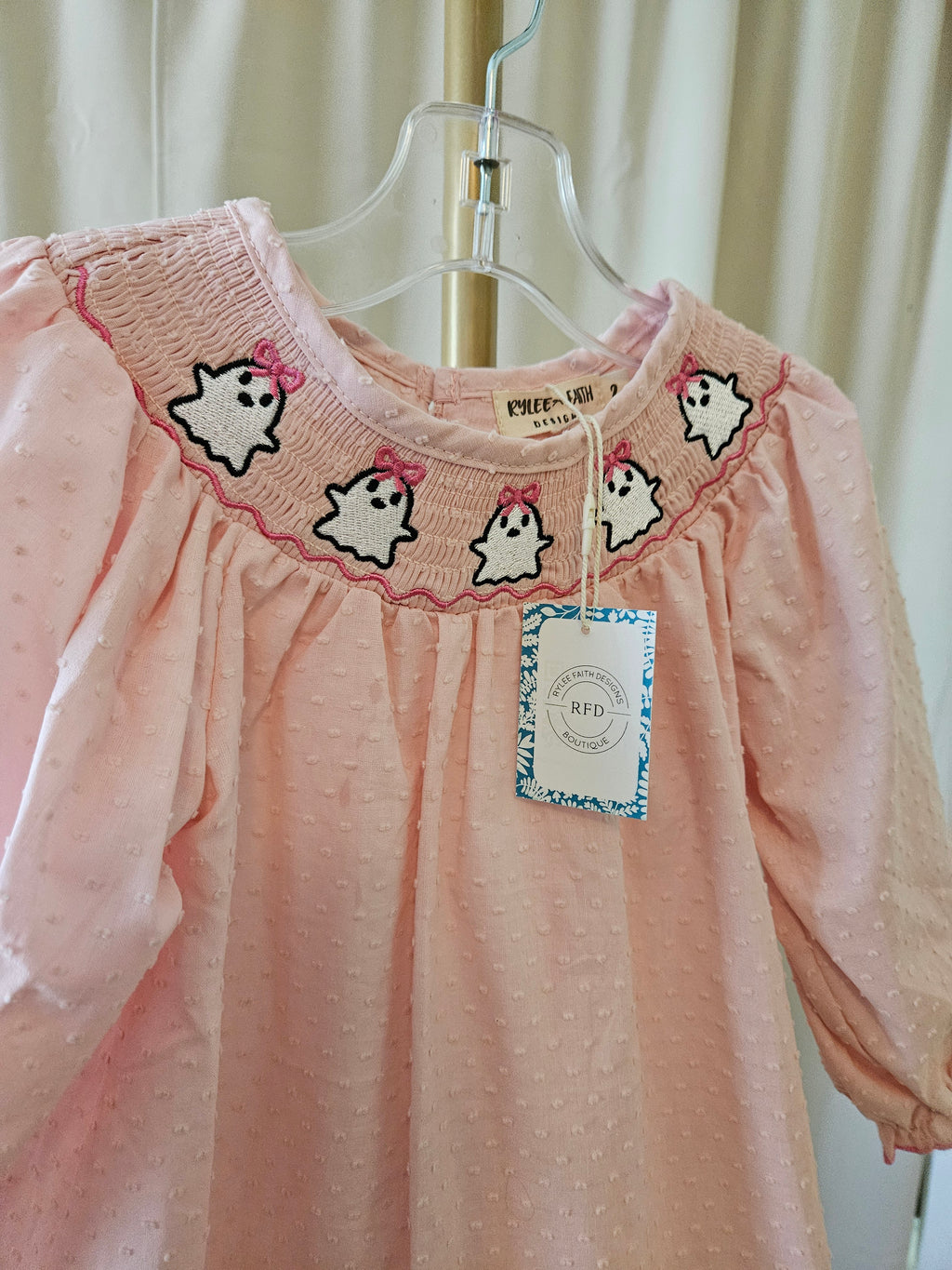 Rylee Faith Designs Smocked Ghost Bishop Dress