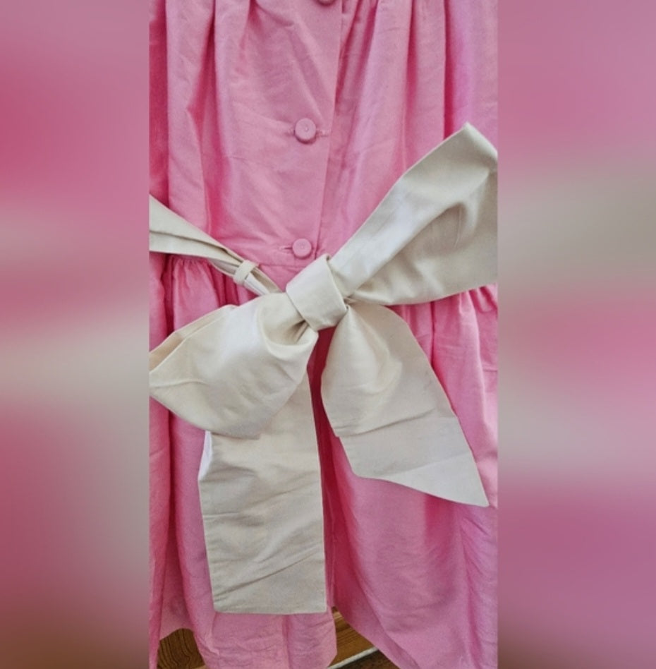 Bella Luna by Strasburg Pink 100% Silk Cap Sleeve Dress Size 5Y