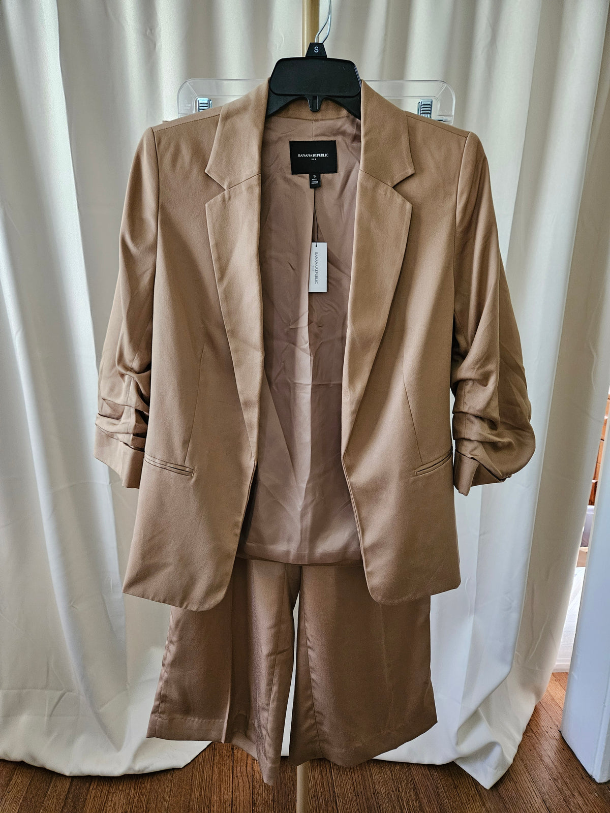 Banana Republic Brown Ruched 2-Piece Pants Suit Small Petite XS Petite