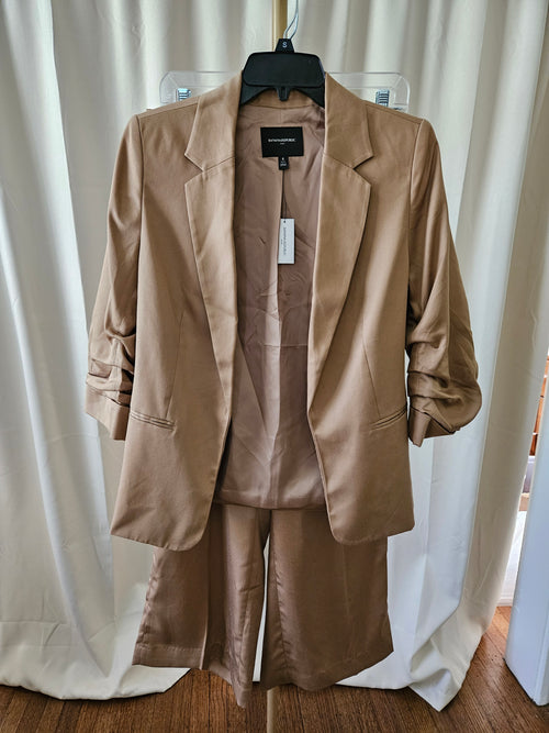 Banana Republic Brown Ruched 2-Piece Pants Suit Small Petite XS Petite