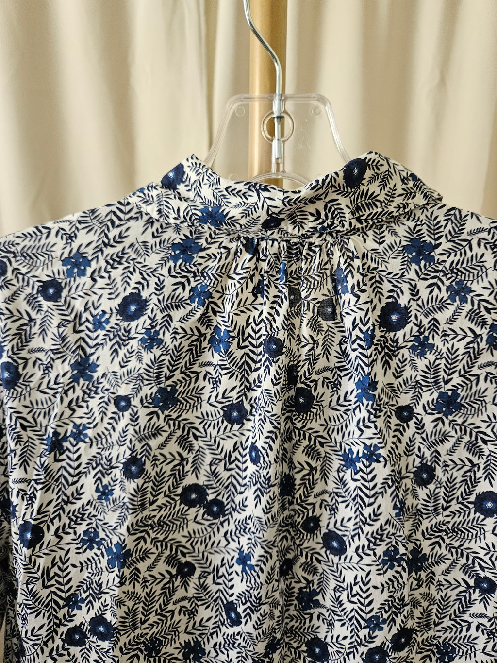 J.Crew Blue & Black Floral Button Front Shirt Dress Size 8