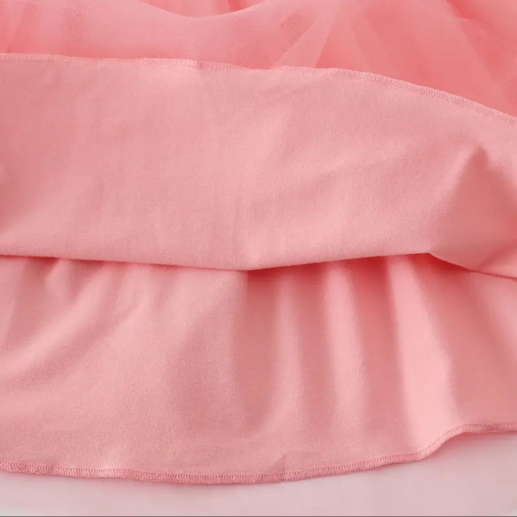 Abby & Evie Charming Princess Long Sleeve Dress in Pink and White Sz 2T