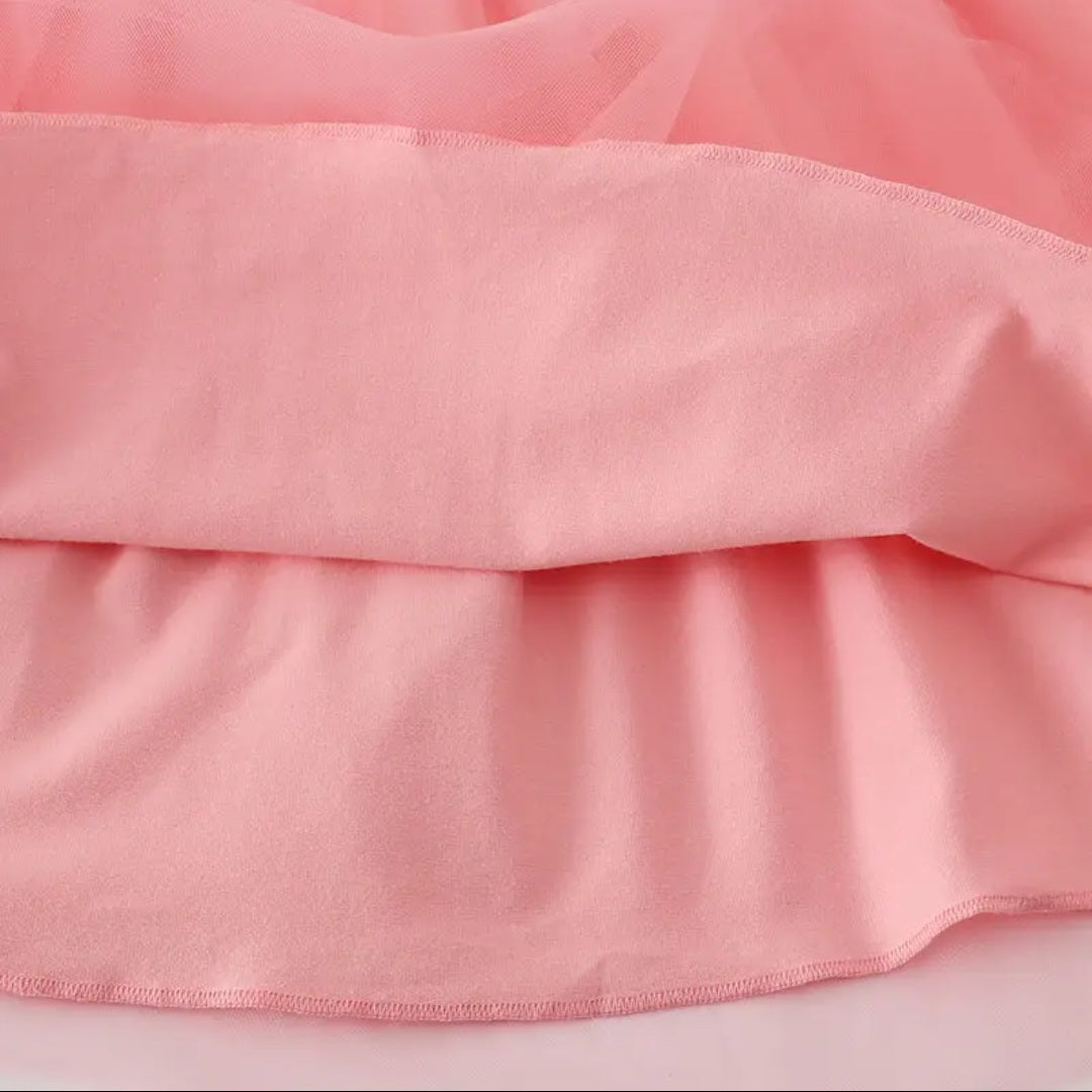 Abby & Evie Charming Princess Long Sleeve Dress in Pink and White Sz 2T