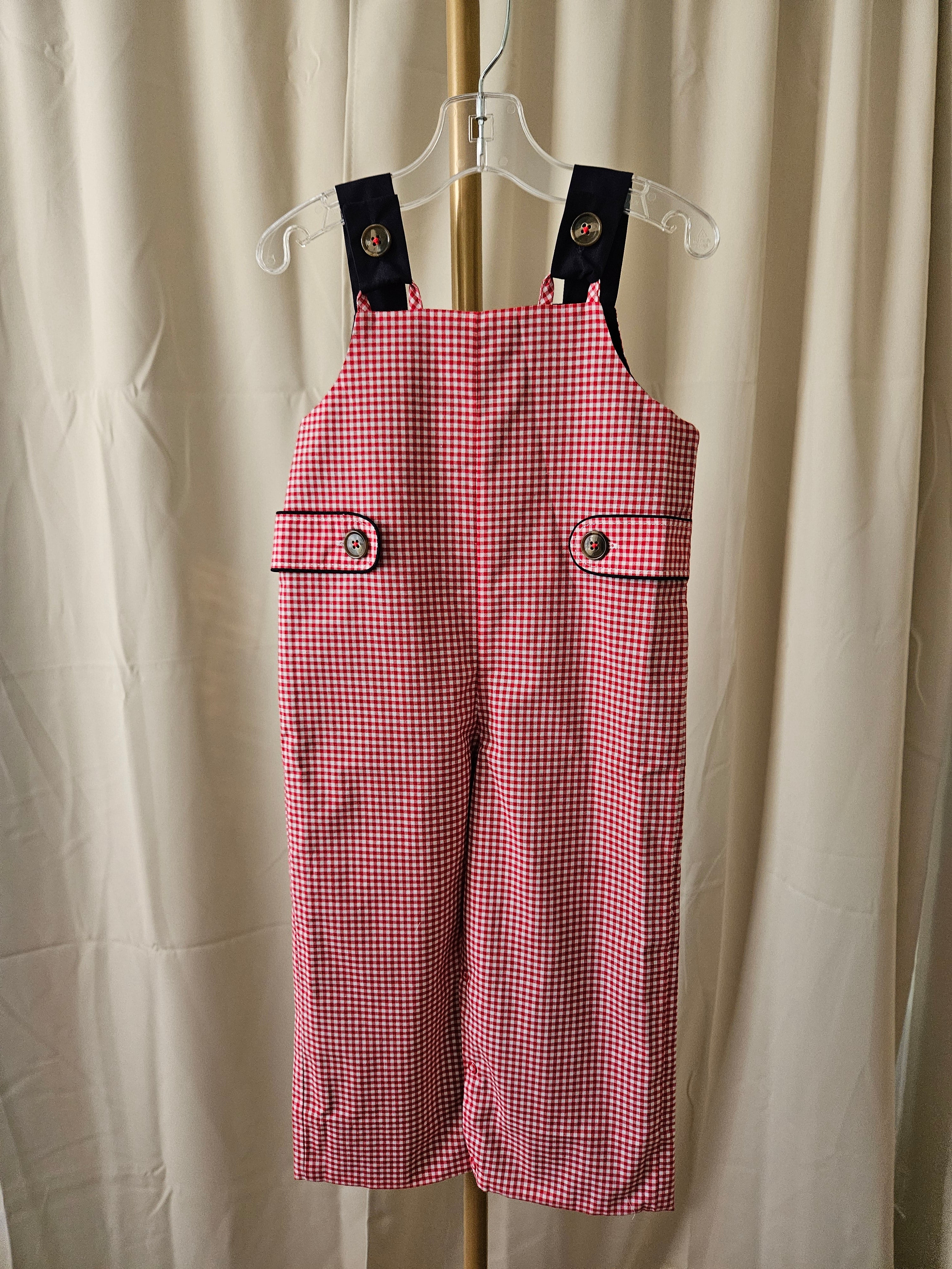 The Beaufort Bonnet Ivy League Longall Red & White Gingham Navy Trim