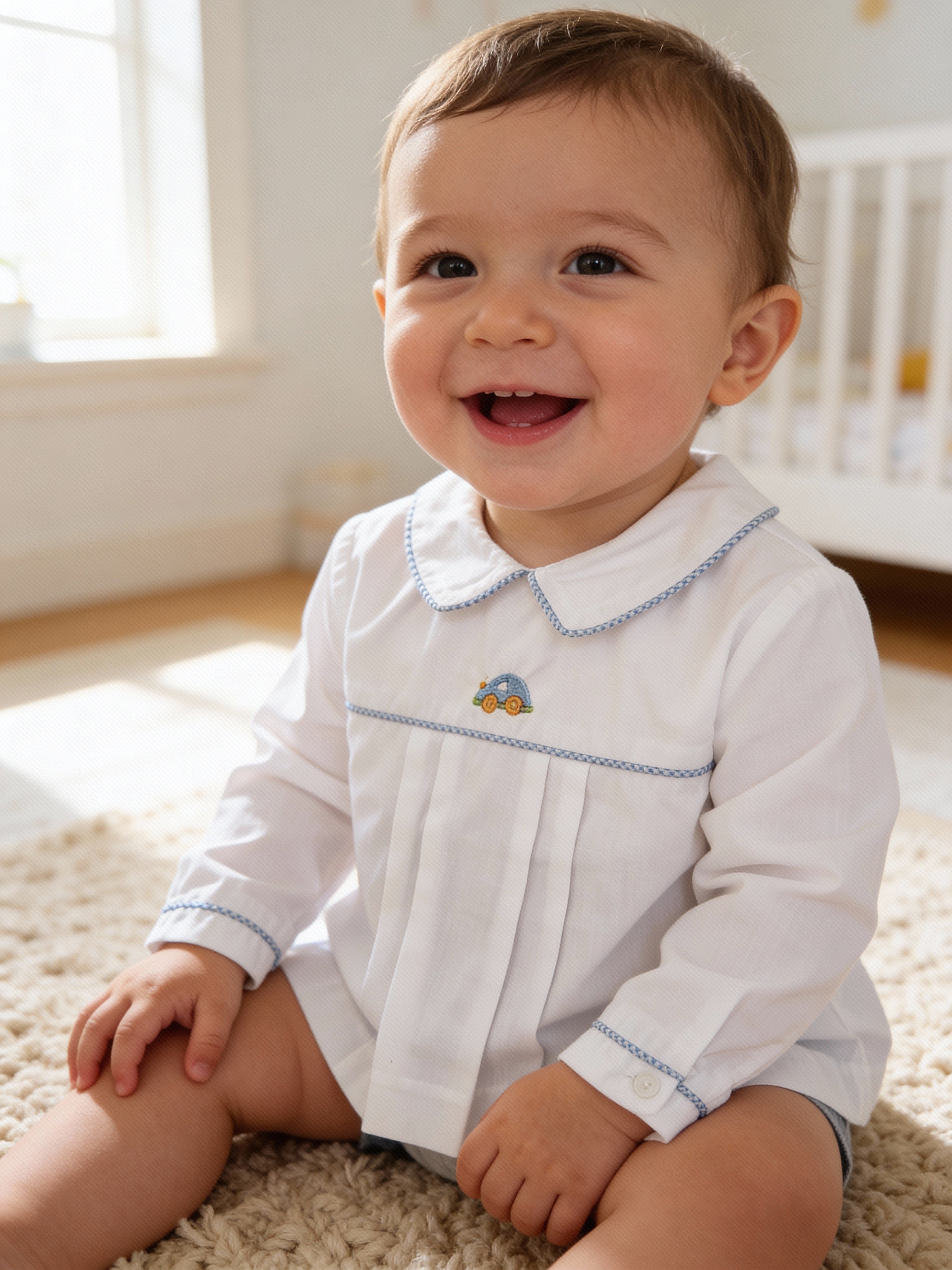 Petit Ami Embroidered Delicate Car Diaper Matching Set