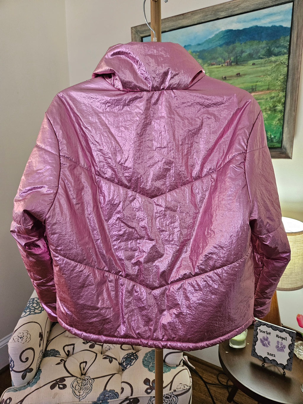 Pants Store Shimmering Pink Puffer Jacket Sz Sm