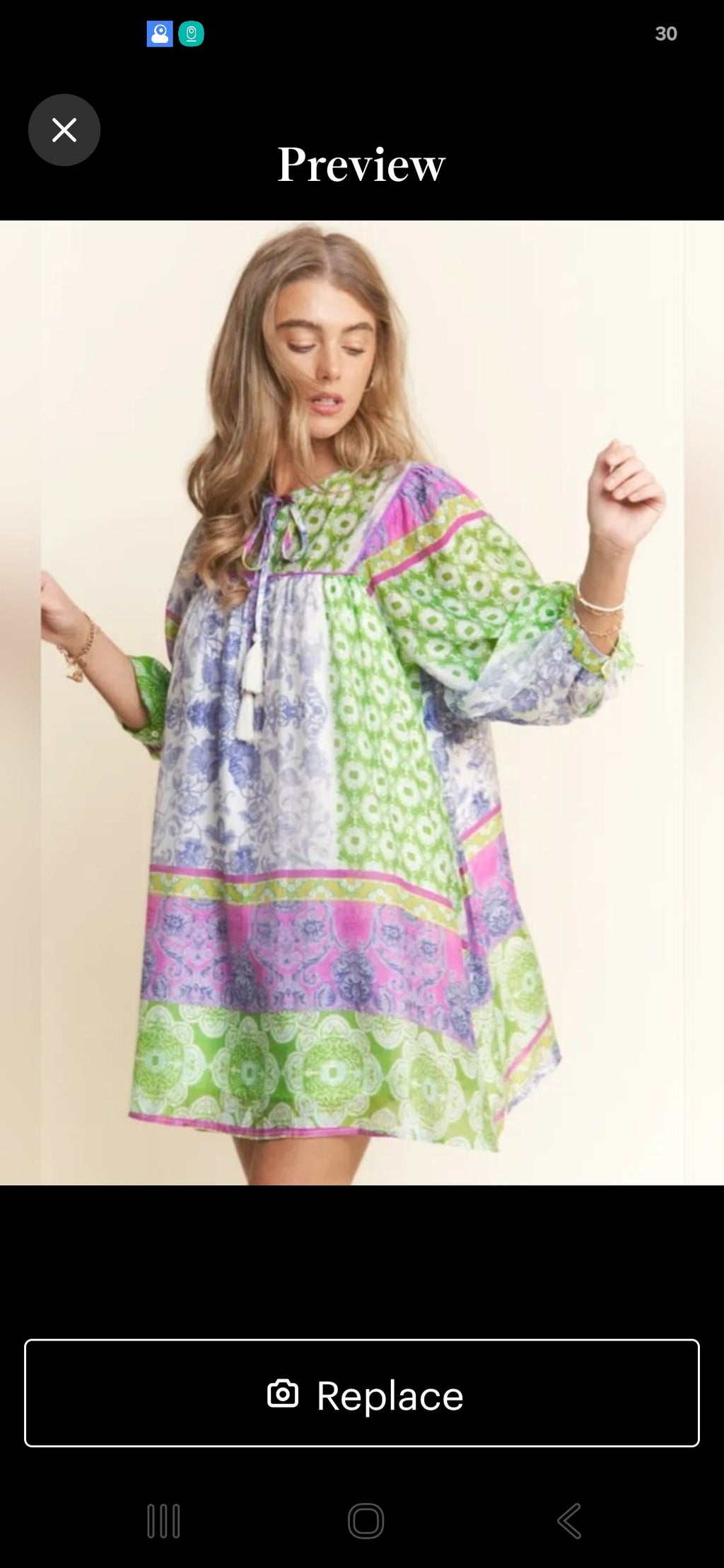 J.NNA Multi-Pattern Tunic Dress with Sheer Sleeves & Pockets |