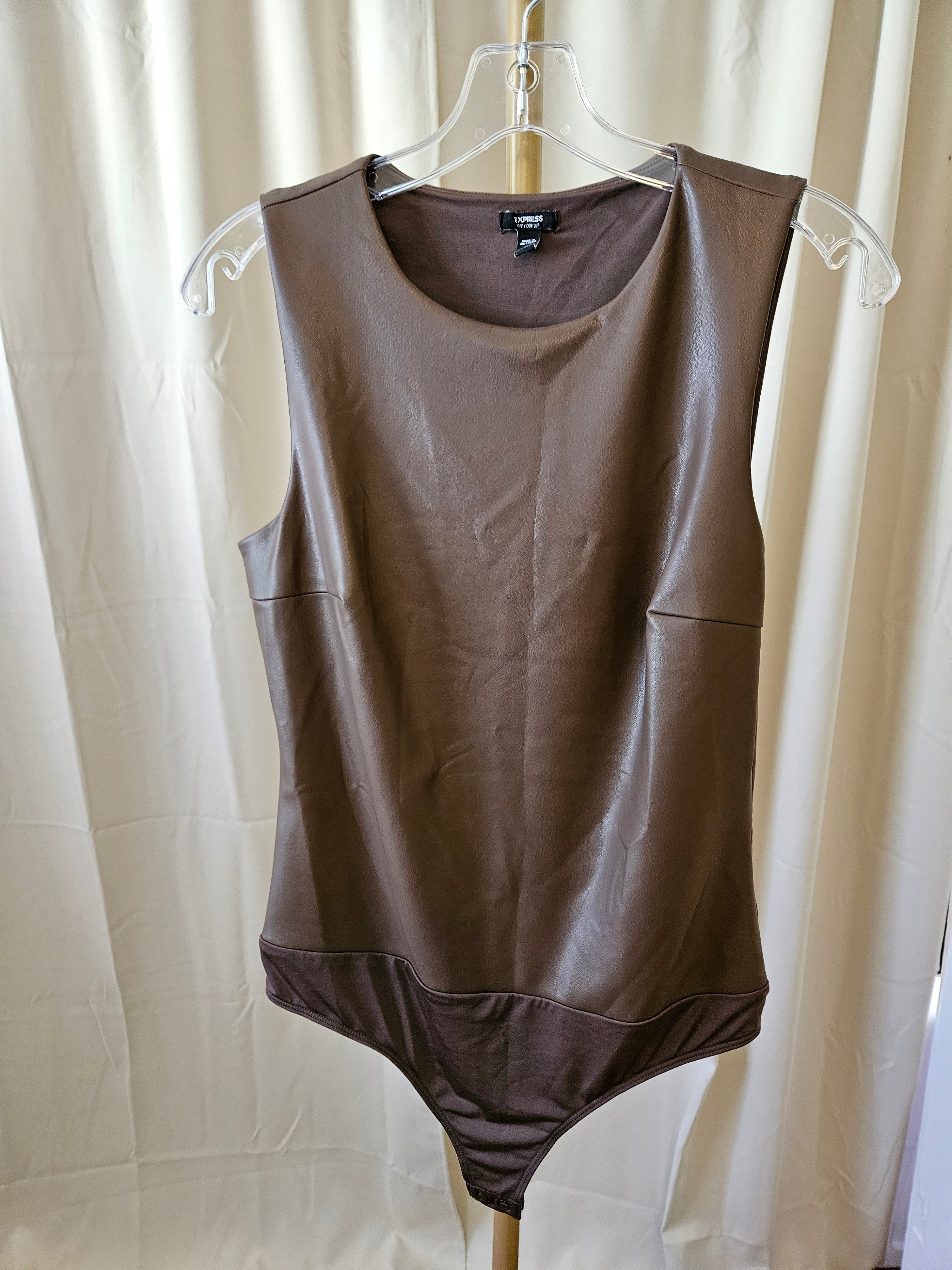 Express Faux Leather Bodysuit Size Medium