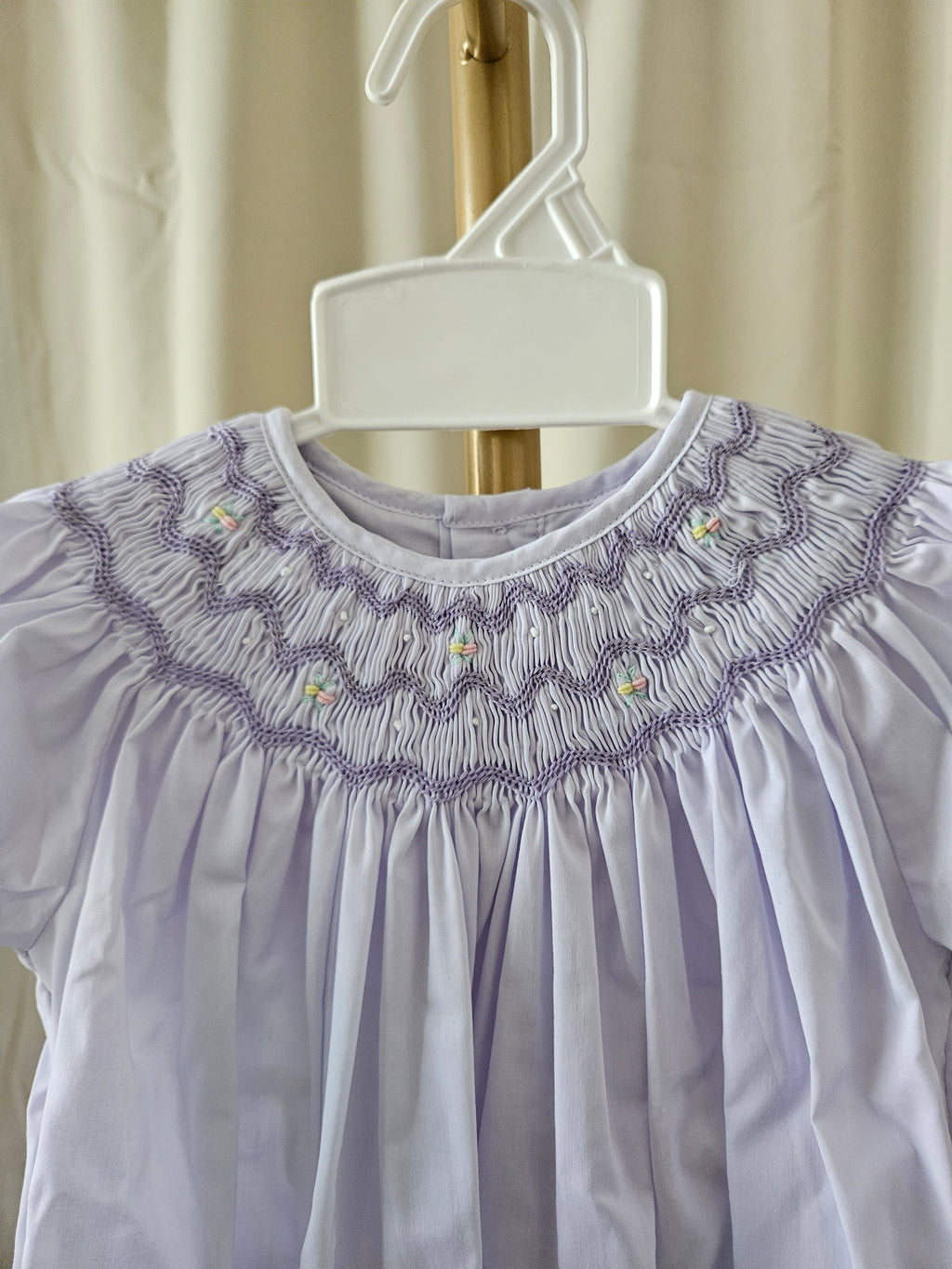 Petit Ami Heirloom Lavender Smocked Bishop Dress