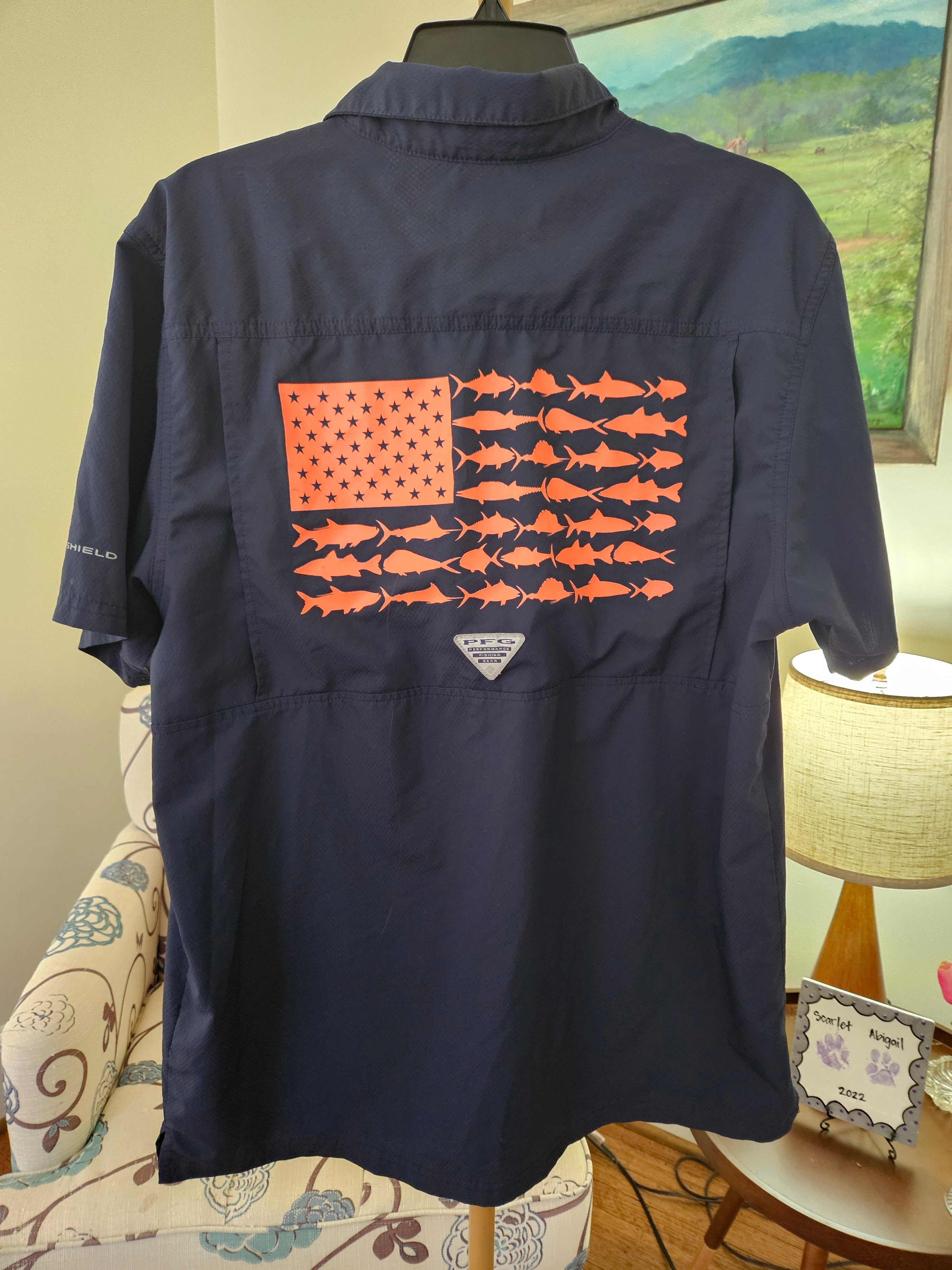 Columbia Dark Blue Auburn Tigers Casual Button Down Shirt Sz Med