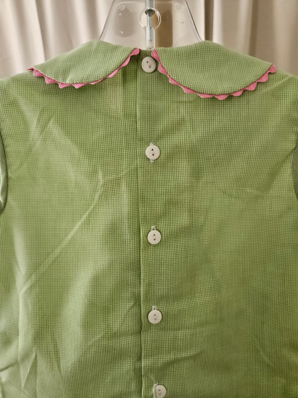Mom & Me Green & White Micro Check Smocked Pink Poodle Swing Set Size 12M / 3T