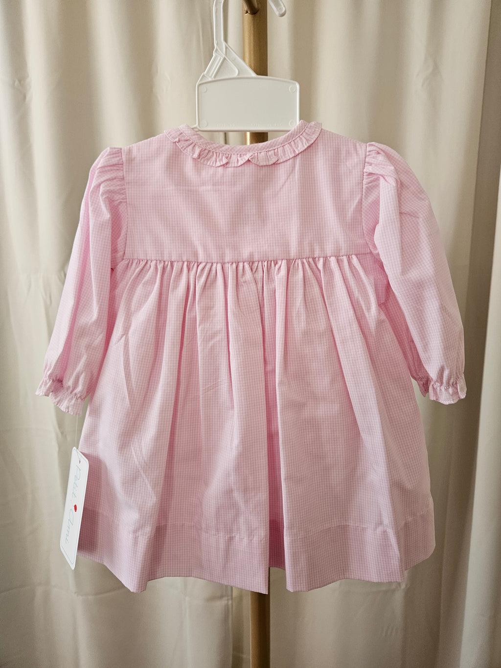 Petit Ami Microcheck Smocked Bow Dress