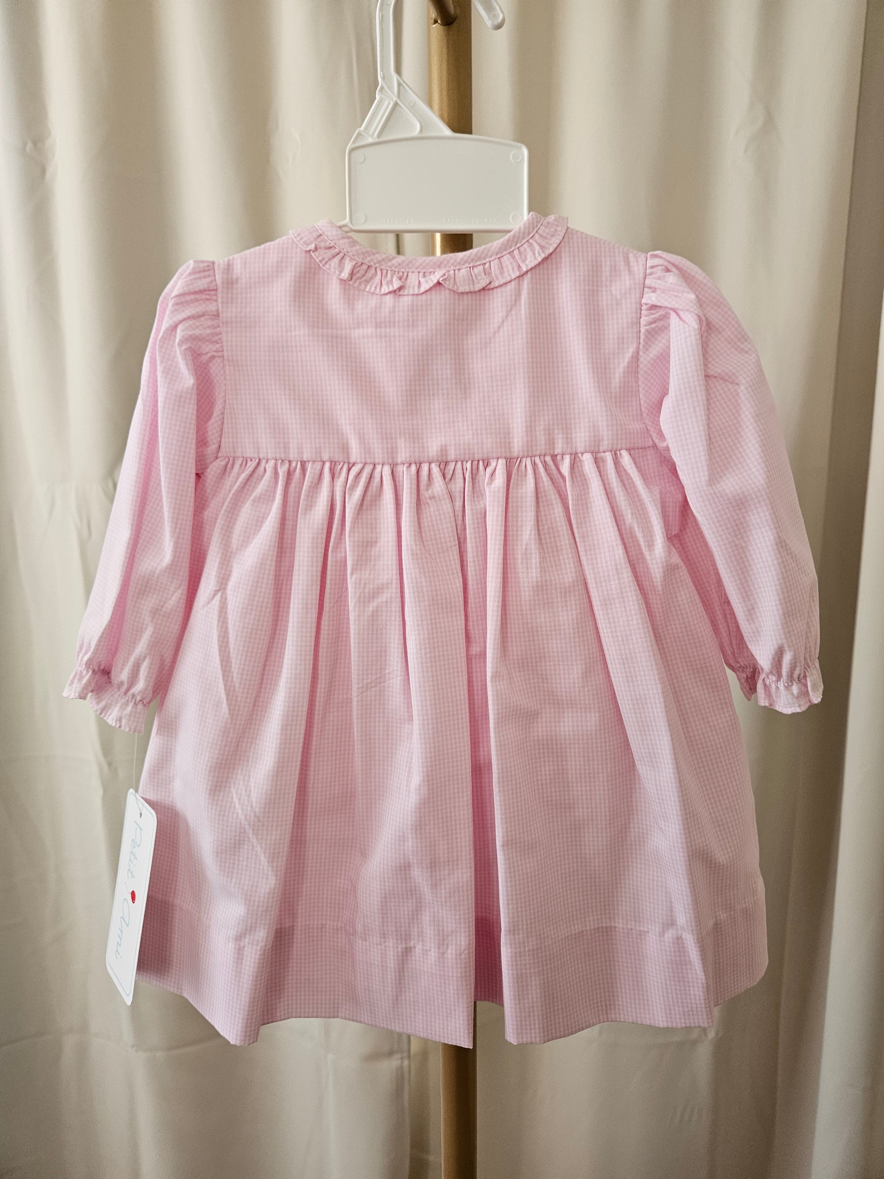 Petit Ami Microcheck Smocked Bow Dress