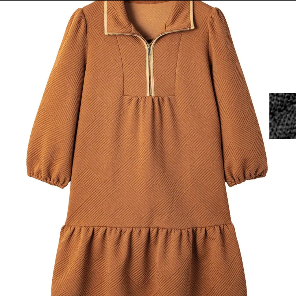 Lovesoft Jungle Green Quarter Zip Collar Bracelet Sleeve Textured Dress Sz Sm