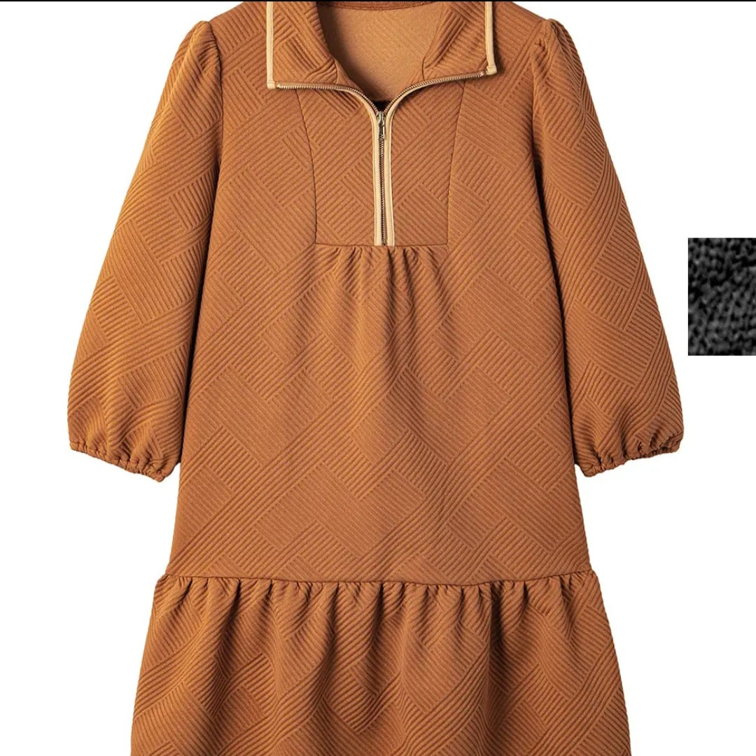 Lovesoft Jungle Green Quarter Zip Collar Bracelet Sleeve Textured Dress Sz Sm