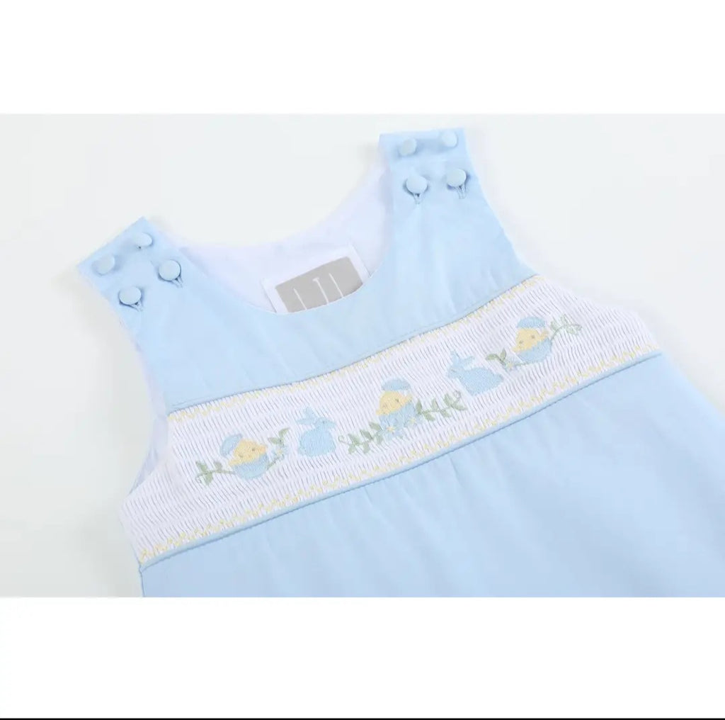 Lil' Cactus Blue Baby Easter Smocked Romper Sz 2T