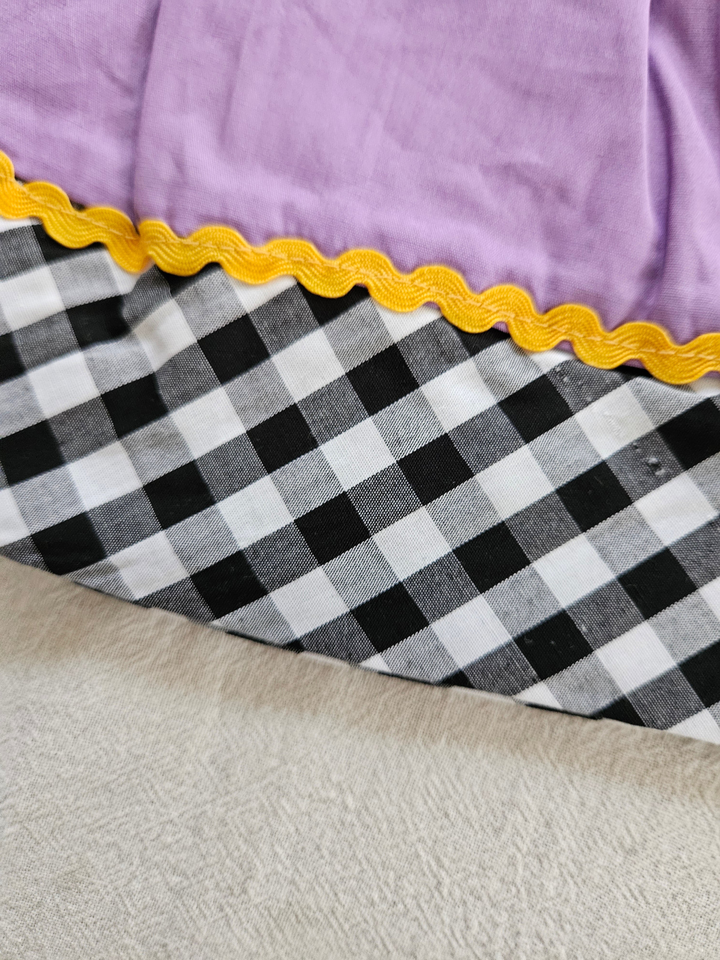 Lil Cactus Purple, Black & White Gingham Smocked Jack O'Lantern Dress Size 3–6M