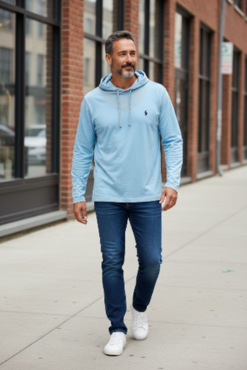 Polo by Ralph Lauren Light Blue Tshirt Hoodie Sz Lg